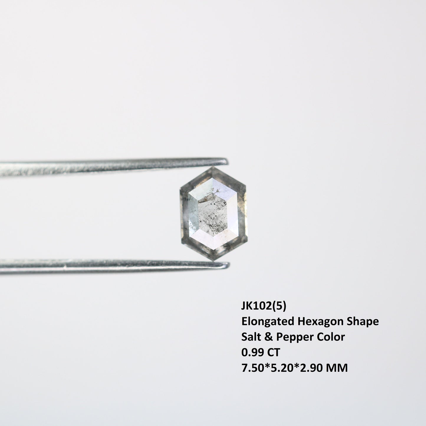 0.99 CT Salt and Pepper Hexagon Cut - Natural Loose Hexagon Shape -Unique Diamond for Ring - Special Gift for Her - Wholesaler of Diamond