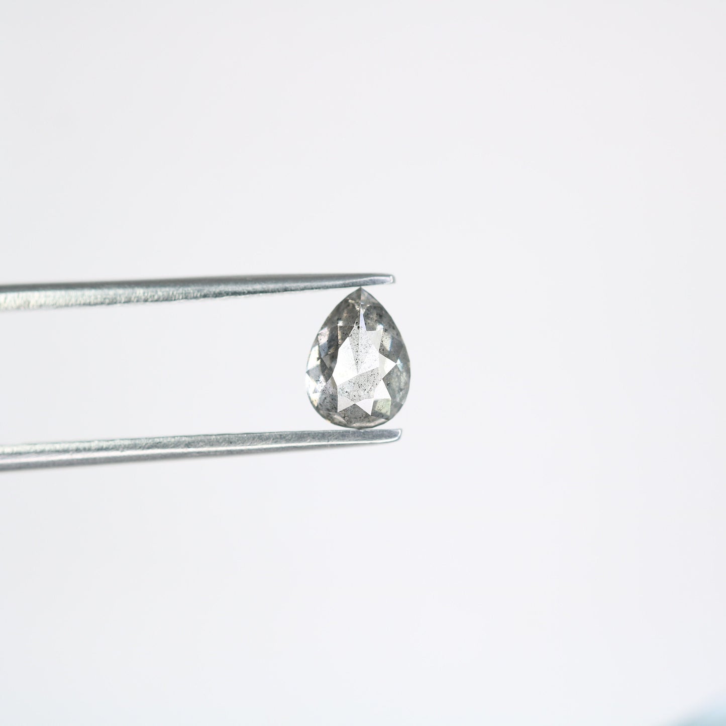 0.86 CT Natural Pear Shape Salt and Pepper Rustic Diamond | Custom Engagement Ring Gem | Pear Bezel Set Design | Perfect Gift for Wife