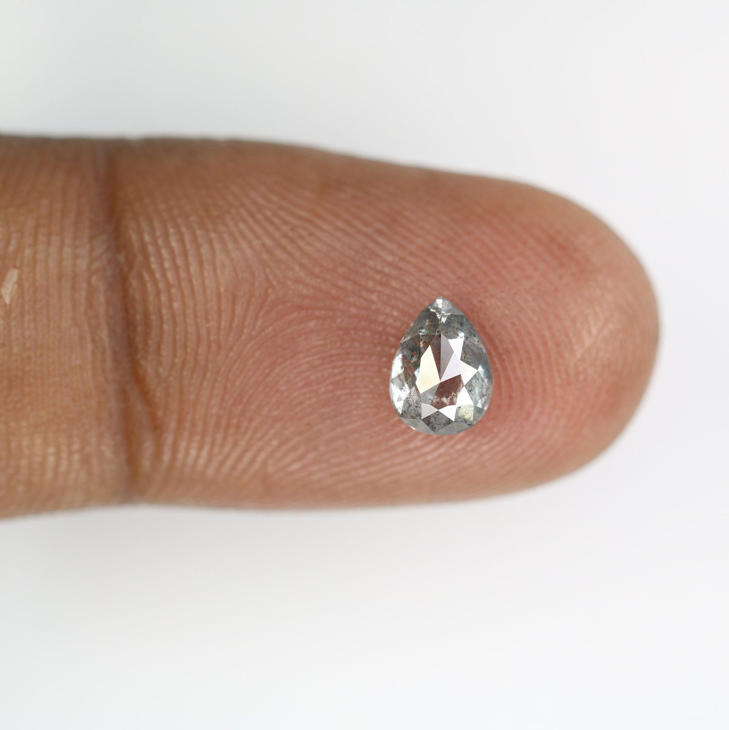 0.86 CT Natural Pear Shape Salt and Pepper Rustic Diamond | Custom Engagement Ring Gem | Pear Bezel Set Design | Perfect Gift for Wife