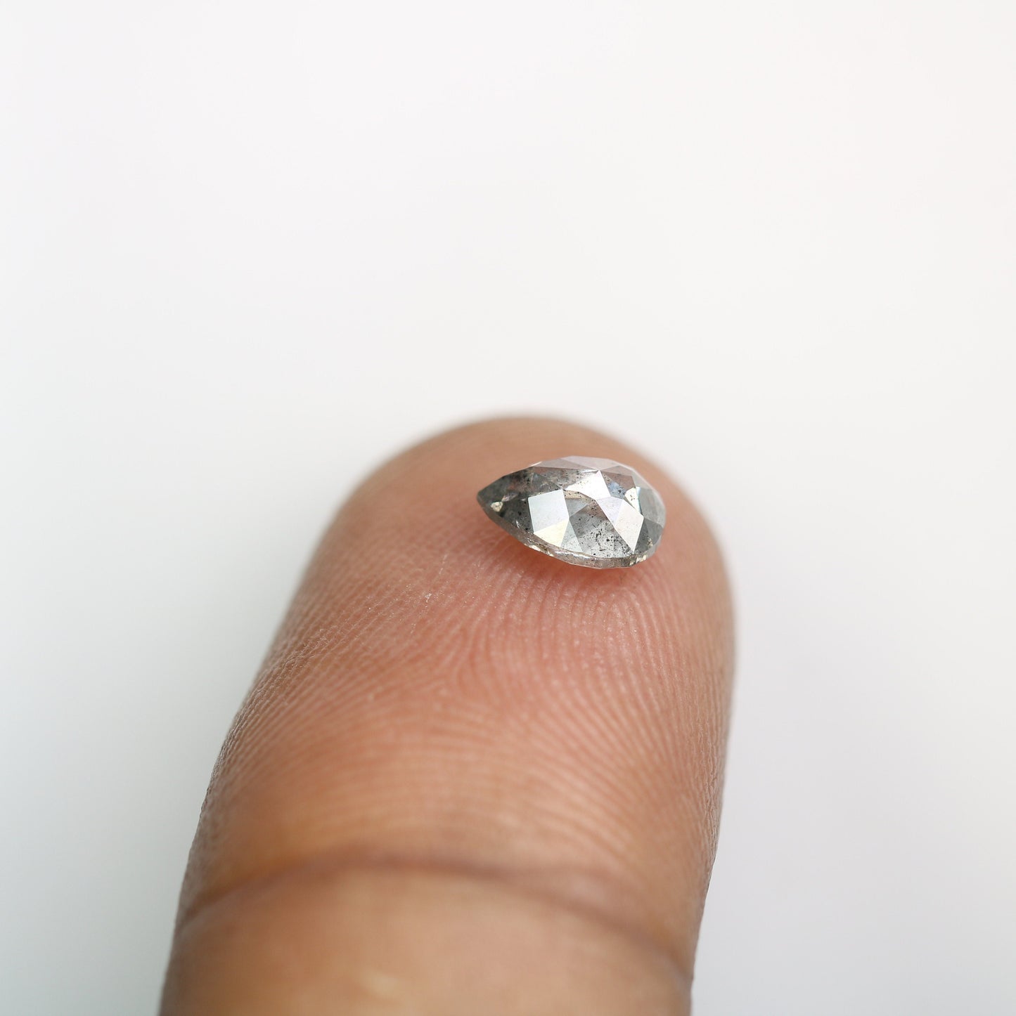 0.86 CT Natural Pear Shape Salt and Pepper Rustic Diamond | Custom Engagement Ring Gem | Pear Bezel Set Design | Perfect Gift for Wife