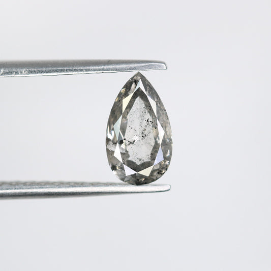 0.96 CT Real Natural Salt and Pepper Pear Shape Diamond | Custom Engagement Ring Gem | Wedding Jewelry | Perfect Gift for Wife or Him