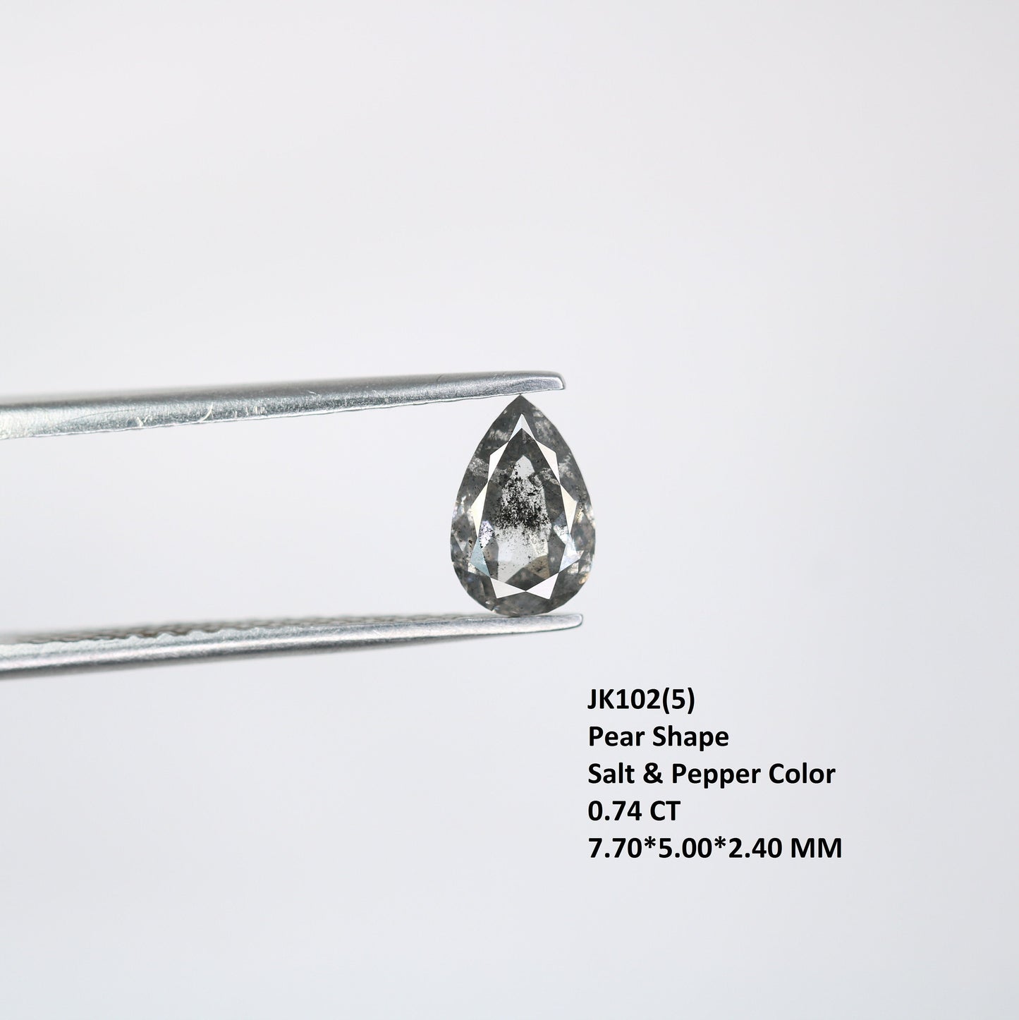 0.74 CT Elegant Natural Pear Shape Salt and Pepper Diamond | Custom Engagement Ring Gem | Perfect Wedding Jewelry Gift for Mother
