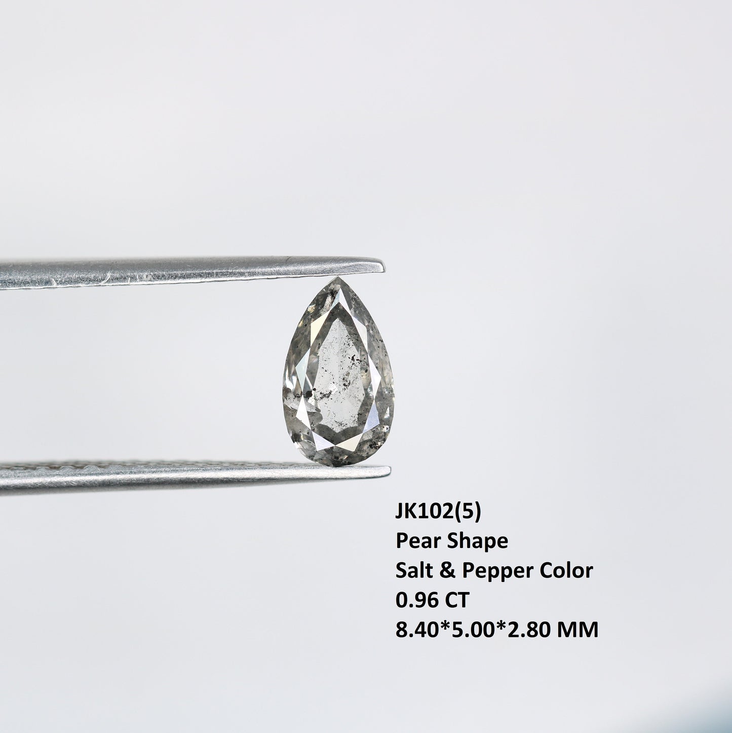 0.96 CT Real Natural Salt and Pepper Pear Shape Diamond | Custom Engagement Ring Gem | Wedding Jewelry | Perfect Gift for Wife or Him