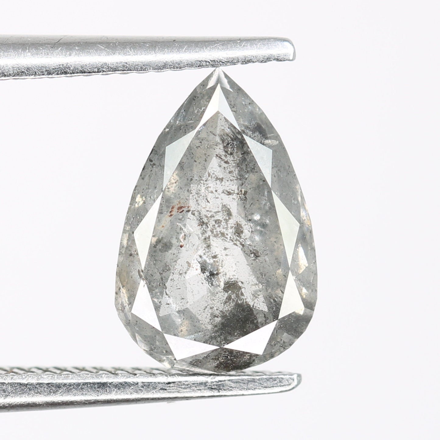 1.2 CT Natural Pear Shape Salt and Pepper Rustic Diamond | Custom Engagement Ring Gem | Perfect Wedding Jewelry Gift for Girlfriend