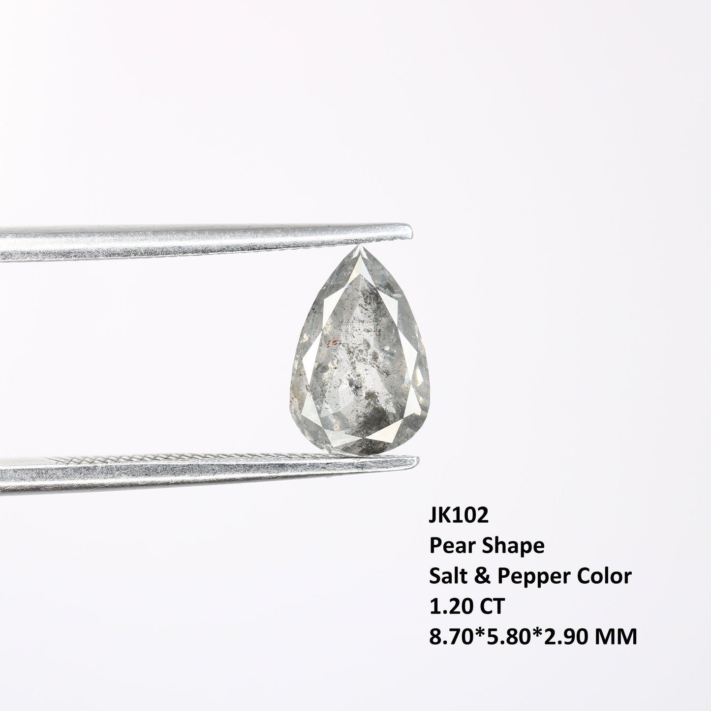 1.2 CT Natural Pear Shape Salt and Pepper Rustic Diamond | Custom Engagement Ring Gem | Perfect Wedding Jewelry Gift for Girlfriend