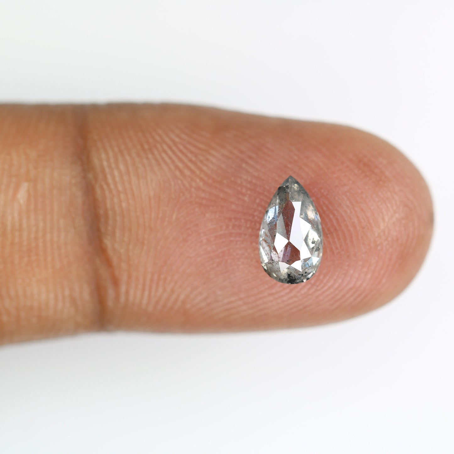 0.96 CT Real Natural Salt and Pepper Pear Shape Diamond | Custom Engagement Ring Gem | Wedding Jewelry | Perfect Gift for Wife or Him
