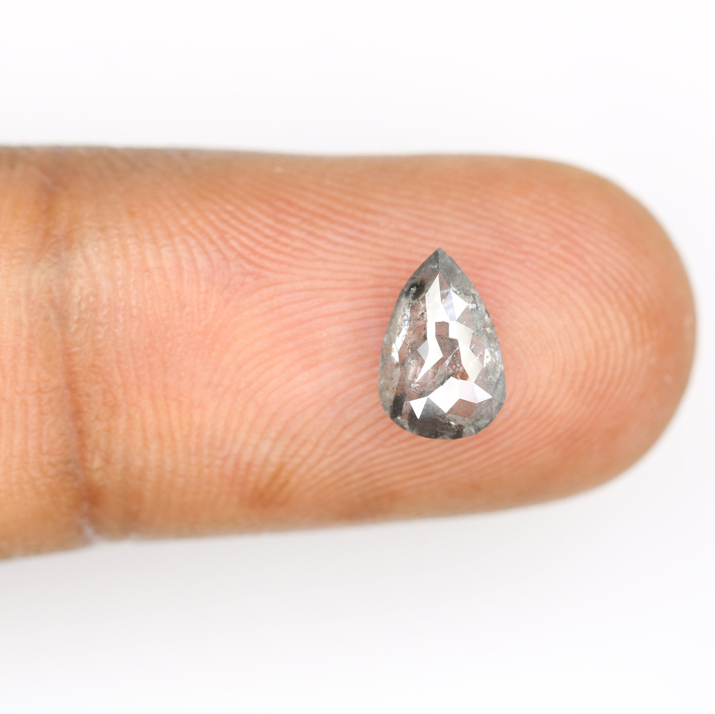 1.2 CT Natural Pear Shape Salt and Pepper Rustic Diamond | Custom Engagement Ring Gem | Perfect Wedding Jewelry Gift for Girlfriend