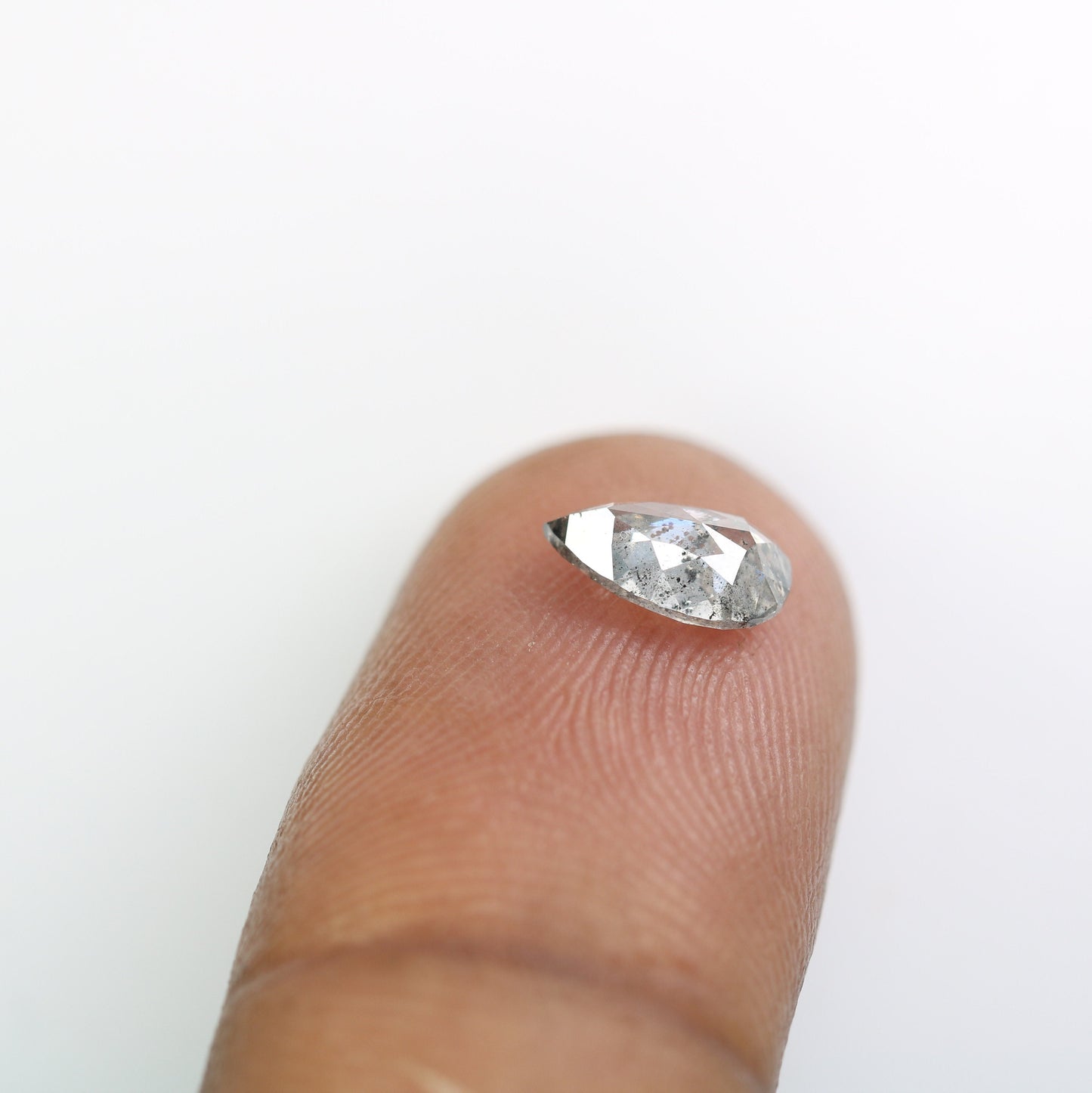 0.96 CT Real Natural Salt and Pepper Pear Shape Diamond | Custom Engagement Ring Gem | Wedding Jewelry | Perfect Gift for Wife or Him