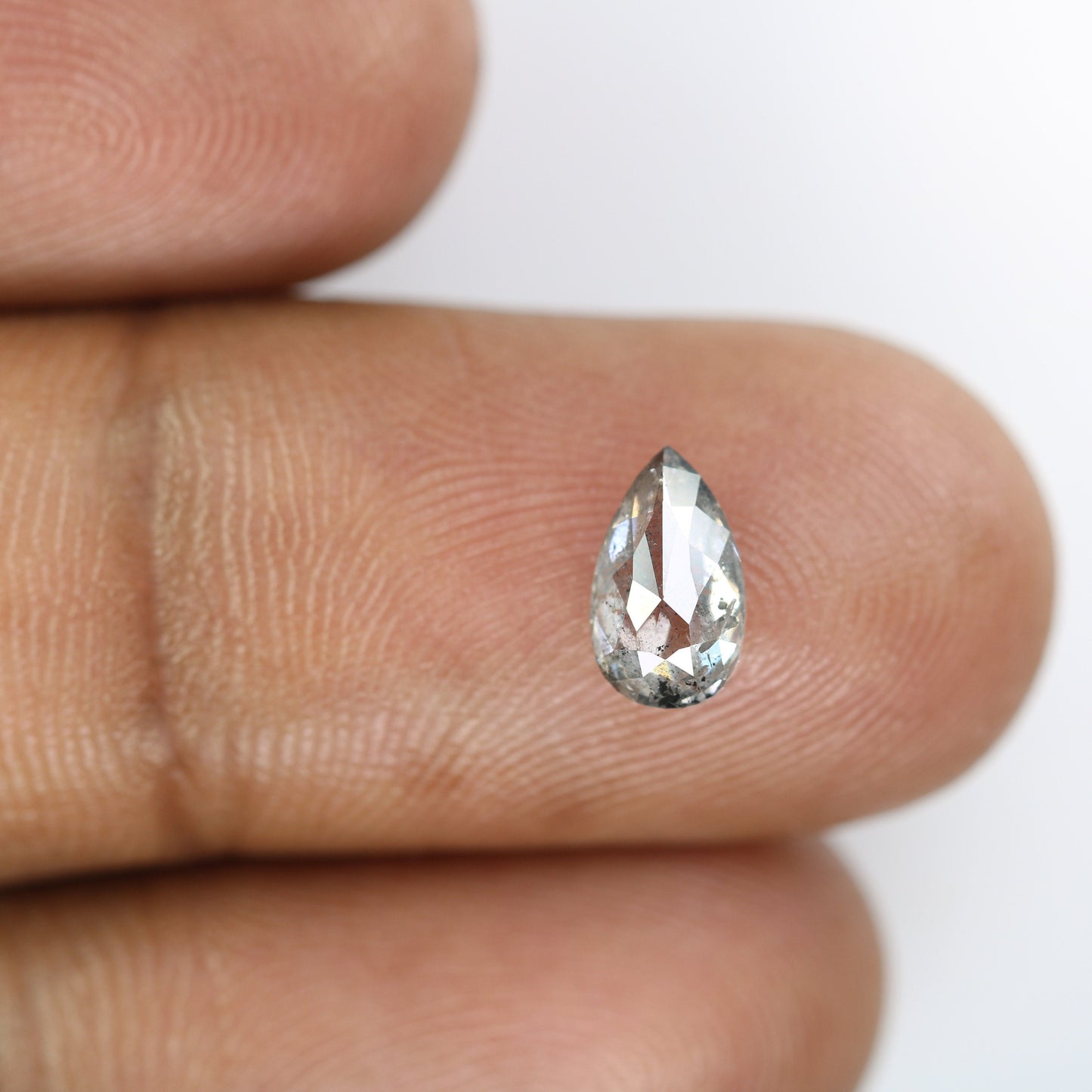 0.96 CT Real Natural Salt and Pepper Pear Shape Diamond | Custom Engagement Ring Gem | Wedding Jewelry | Perfect Gift for Wife or Him