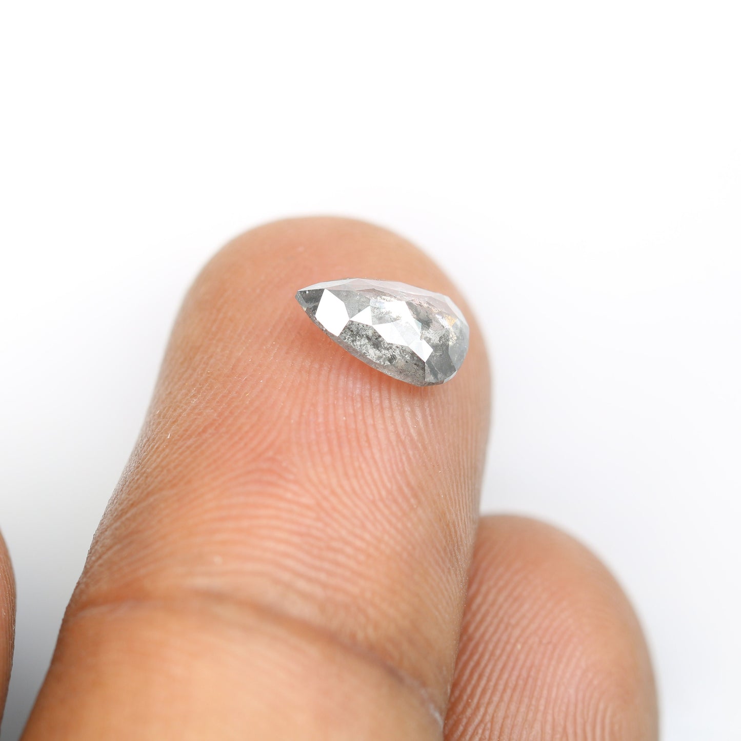 1.2 CT Natural Pear Shape Salt and Pepper Rustic Diamond | Custom Engagement Ring Gem | Perfect Wedding Jewelry Gift for Girlfriend