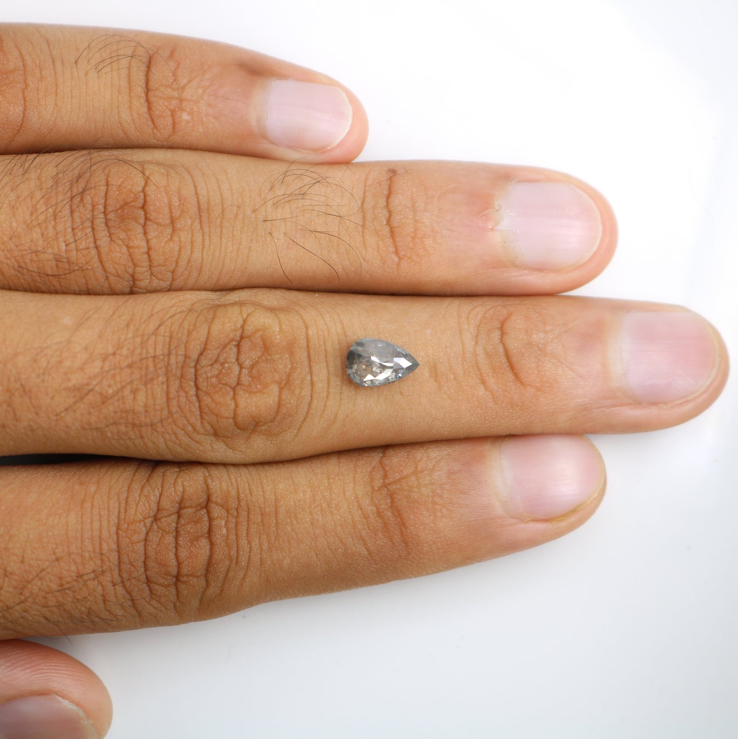 1.2 CT Natural Pear Shape Salt and Pepper Rustic Diamond | Custom Engagement Ring Gem | Perfect Wedding Jewelry Gift for Girlfriend