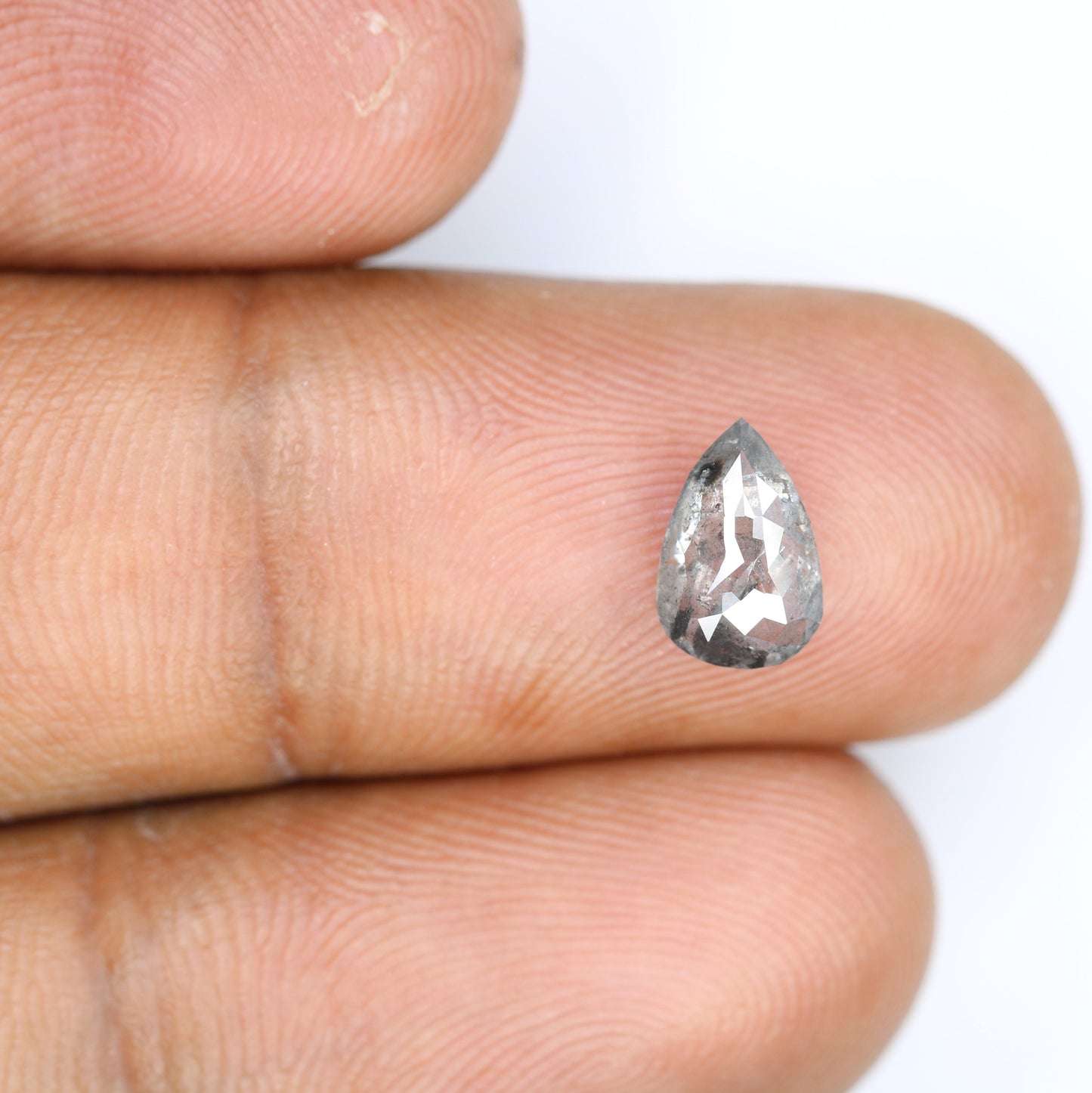 1.2 CT Natural Pear Shape Salt and Pepper Rustic Diamond | Custom Engagement Ring Gem | Perfect Wedding Jewelry Gift for Girlfriend