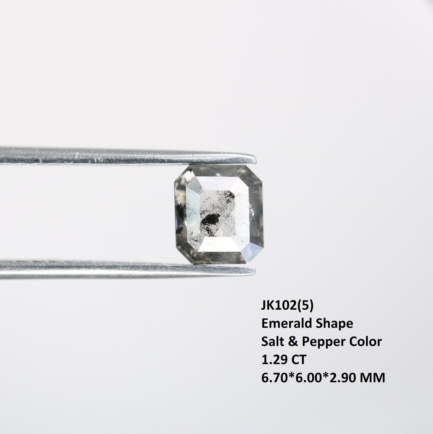 1.29 CT Emerald Cut Loose Diamond - Salt and Pepper Emerald Shape Diamond - Emerald For Wedding Ring - LABORDAY Offer - Customize Jewelry
