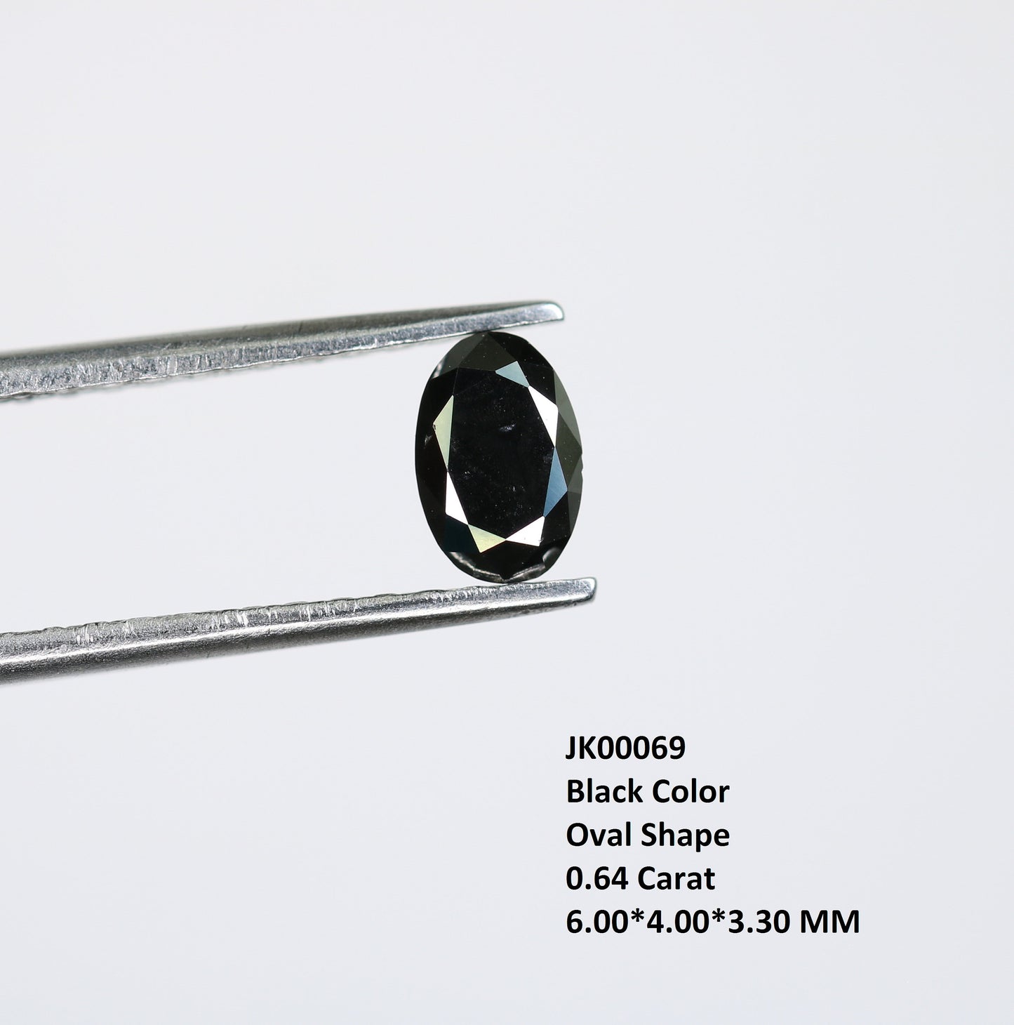 0.64 CT Oval Black Natural Diamond for Proposal Ring, Jewelry Making, Christmas Gift