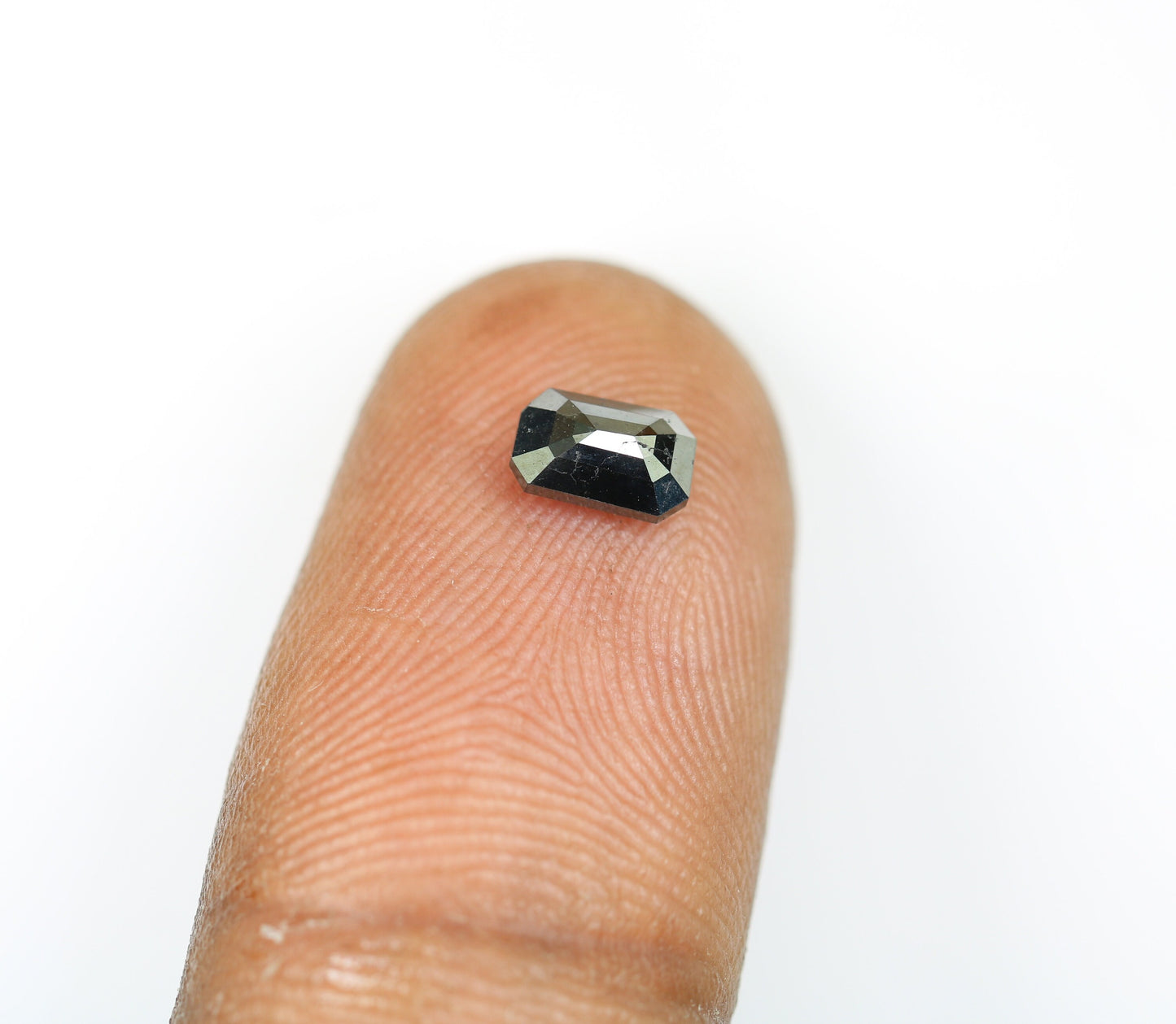 0.62 CT Black Emerald Shape Rustic Diamond - Natural Gemstone for Pendant, Rings, Necklace & Earrings