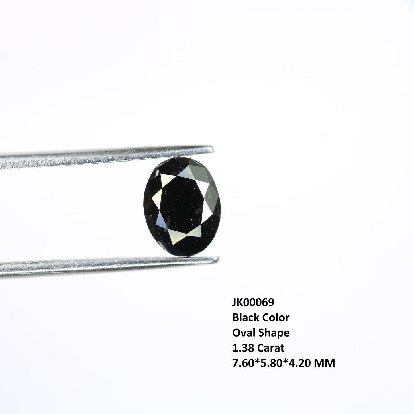 1.38 CT Black Oval Polished Diamond for Proposal Ring, Engagement Ring, Gift for Wife, Gold Ring Gemstone