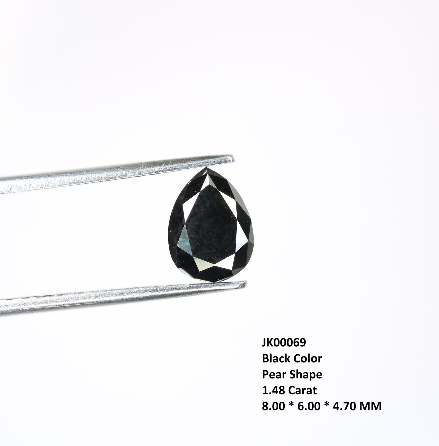 1.48 CT Pear Shape Black Rustic Diamond for Jewelry Making | Unique Gemstone for Gold Rings | Perfect Christmas Gift for Girlfriend or Wife