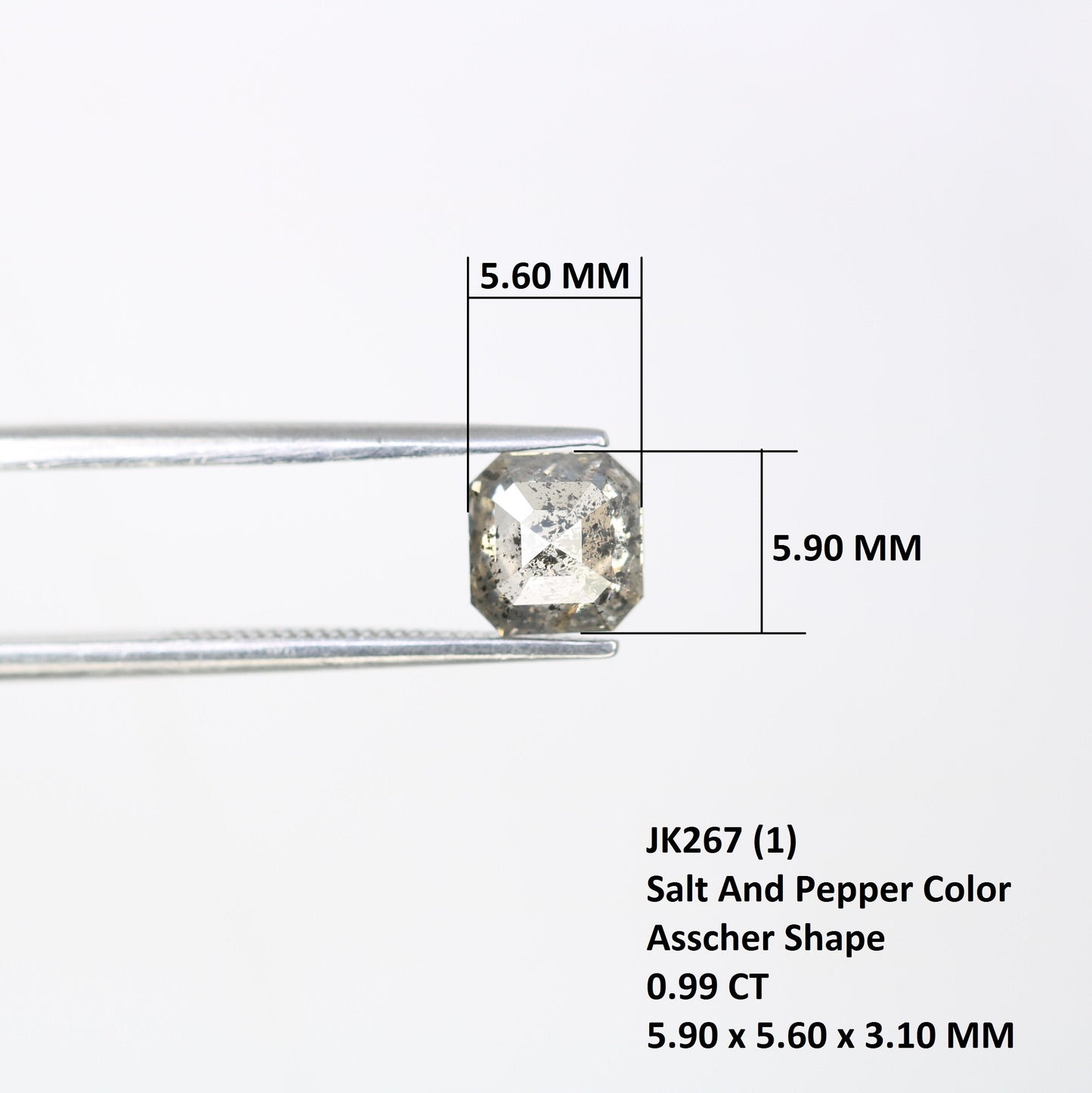 0.99 CT Emerald Cut Loose Diamond - Salt and Pepper Emerald Shape Diamond - Emerald For Wedding Ring - LABORDAY Offer - Customize Jewelry
