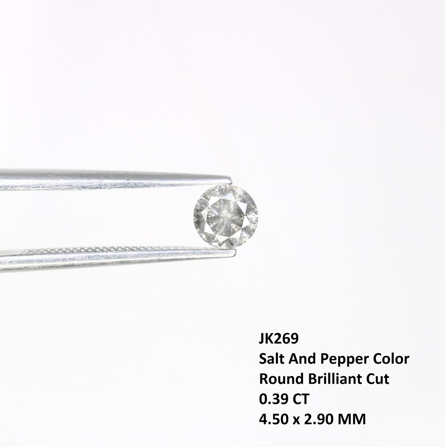 0.39 CT Brilliant Cut Loose Salt and Pepper Diamond | Ideal for Statement Jewelry, Custom Rings, Prong Pendants, or Halo Rings