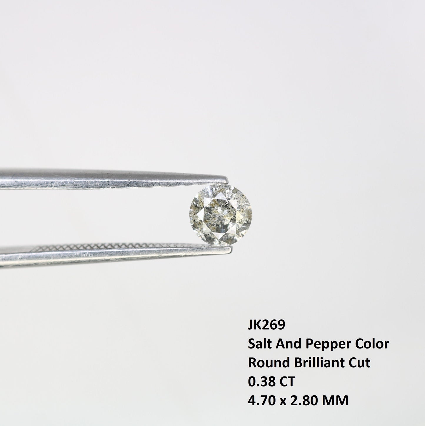0.38 CT Rustic Salt and Pepper Brilliant Cut Diamond | Ideal for Wedding or Engagement Ring | Custom Jewelry Design