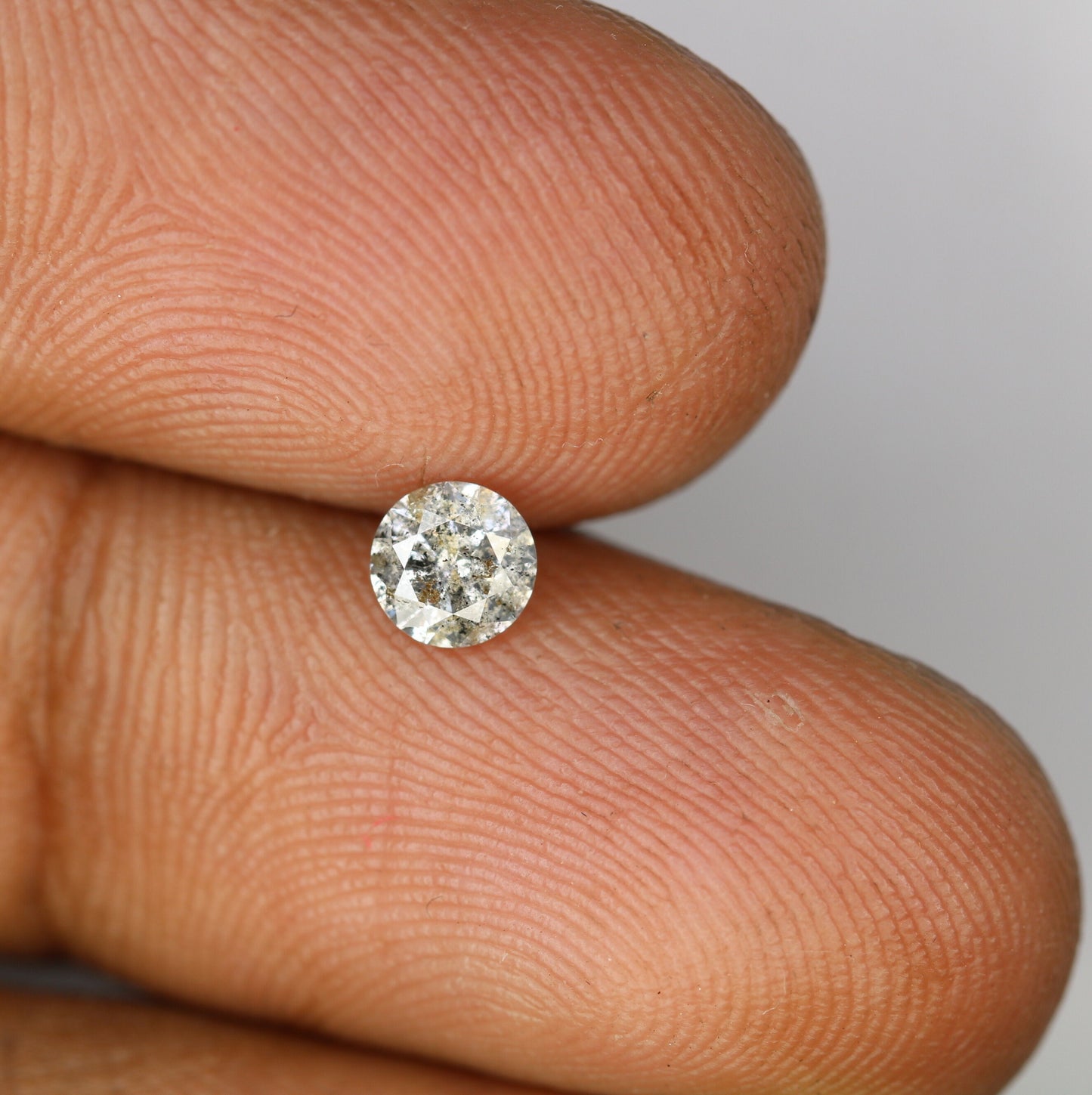 0.38 CT Rustic Salt and Pepper Brilliant Cut Diamond | Ideal for Wedding or Engagement Ring | Custom Jewelry Design