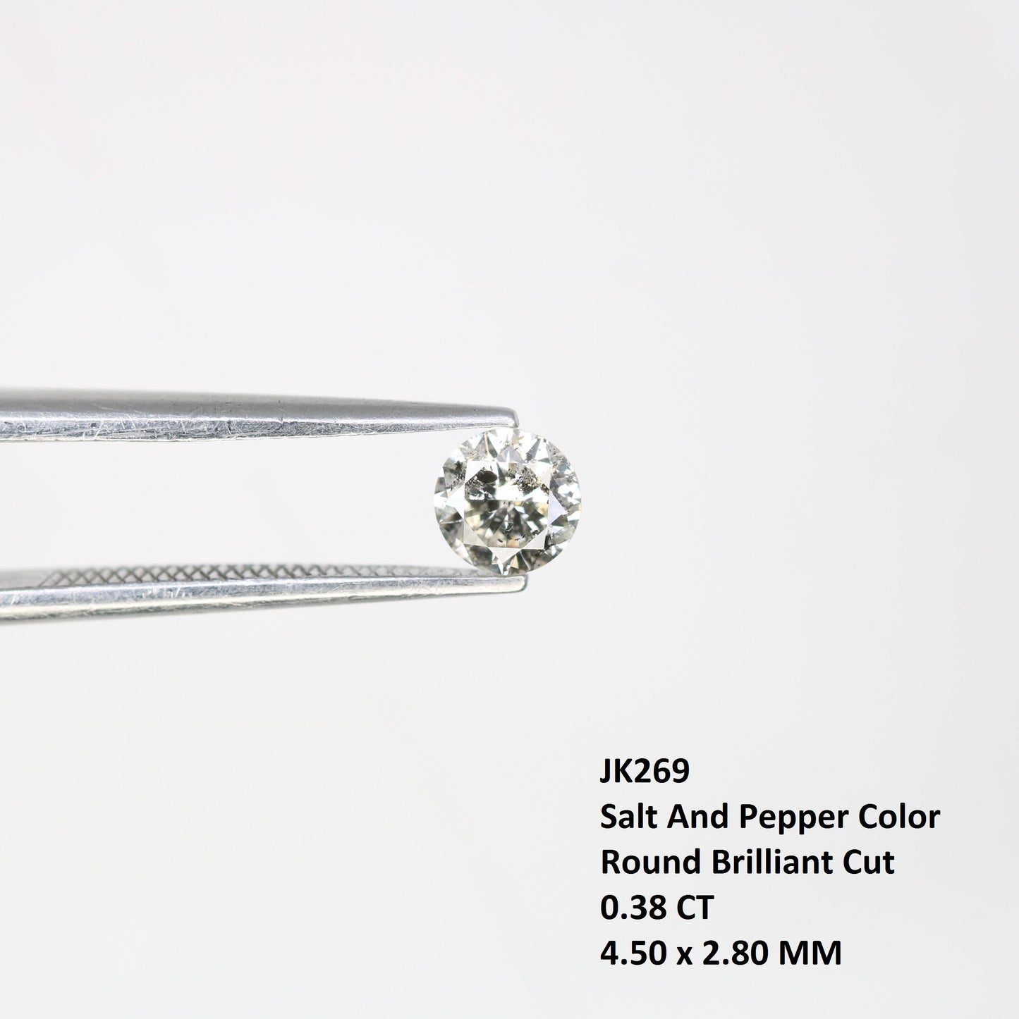 0.38 CT Natural Salt and Pepper Brilliant Cut Loose Diamond | Perfect for Proposal Ring, Diamond Pendant, or Gift for Her | Custom Gold Ring