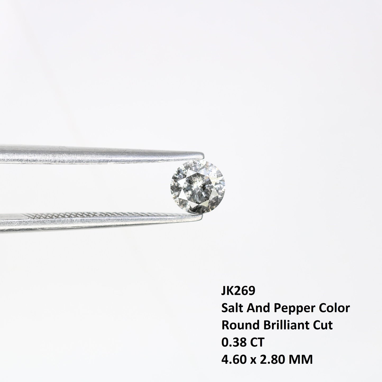 0.38 CT Rustic Salt and Pepper Brilliant Cut Diamond | Ideal for Engagement Ring, Wedding Jewelry, or Gift for Loved Ones | Custom Gold Ring