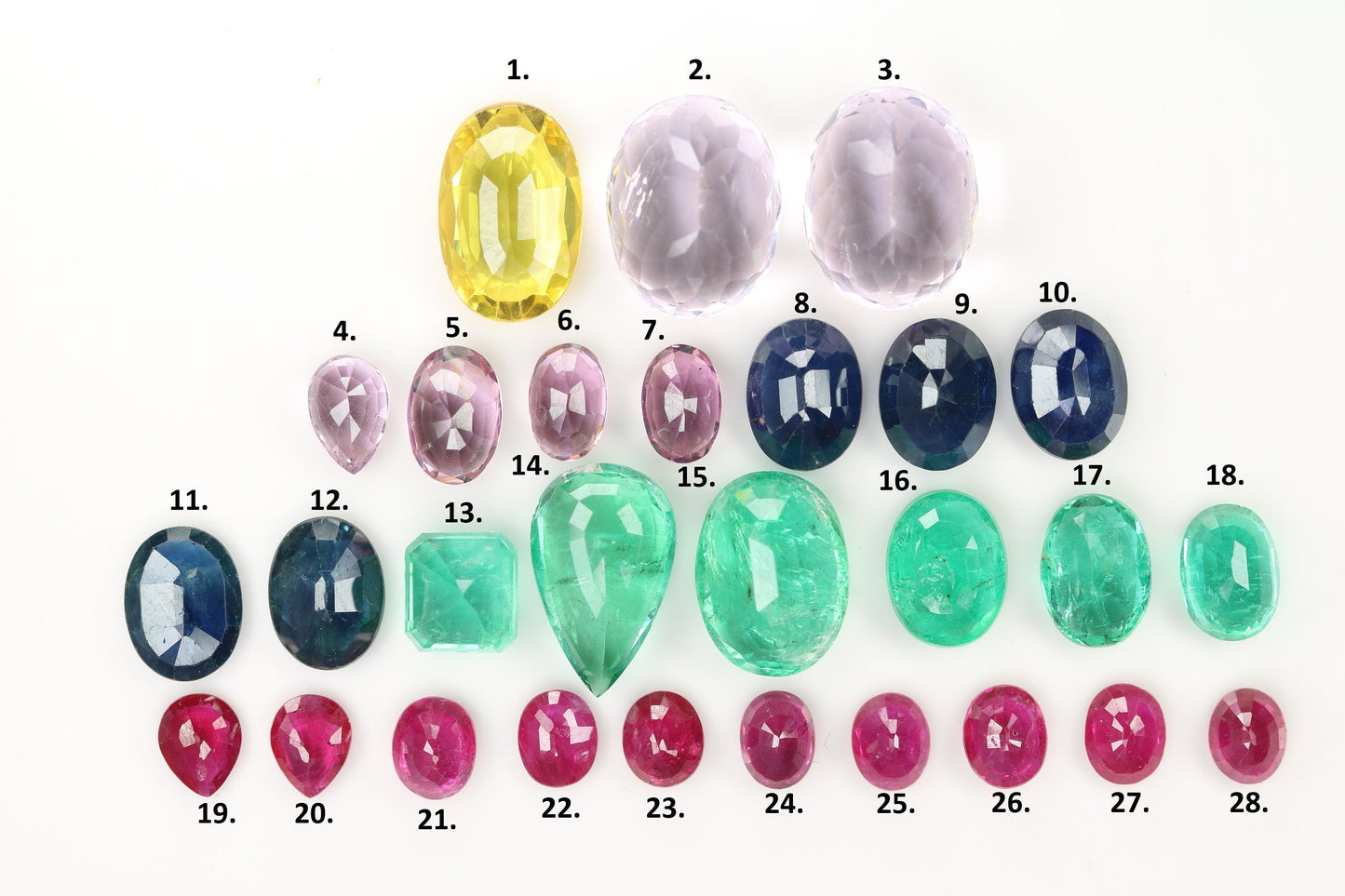 Stunning Mixed Shape Natural Fancy Gemstones for Designer Jewelry | Blue Oval, Yellow, Pear Pink, Green Stones