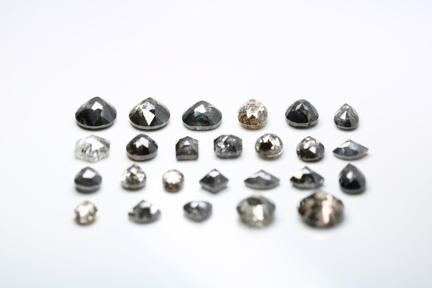 One-of-a-Kind Natural Loose Salt and Pepper Diamonds | Unique Mixed Shape Gems in Round, Oval, Pear, Hexagon & Kite Cuts