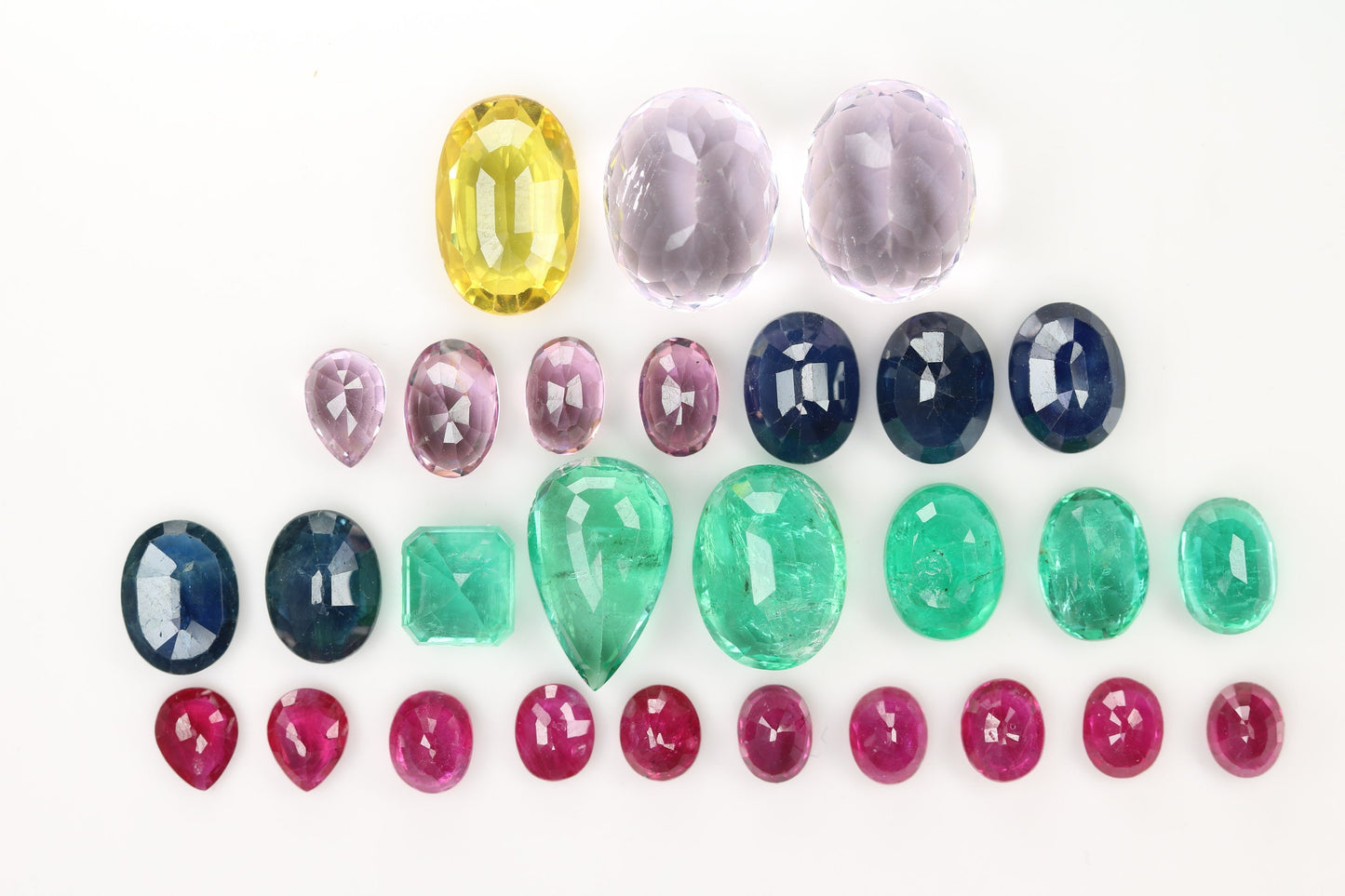 Stunning Mixed Shape Natural Fancy Gemstones for Designer Jewelry | Blue Oval, Yellow, Pear Pink, Green Stones