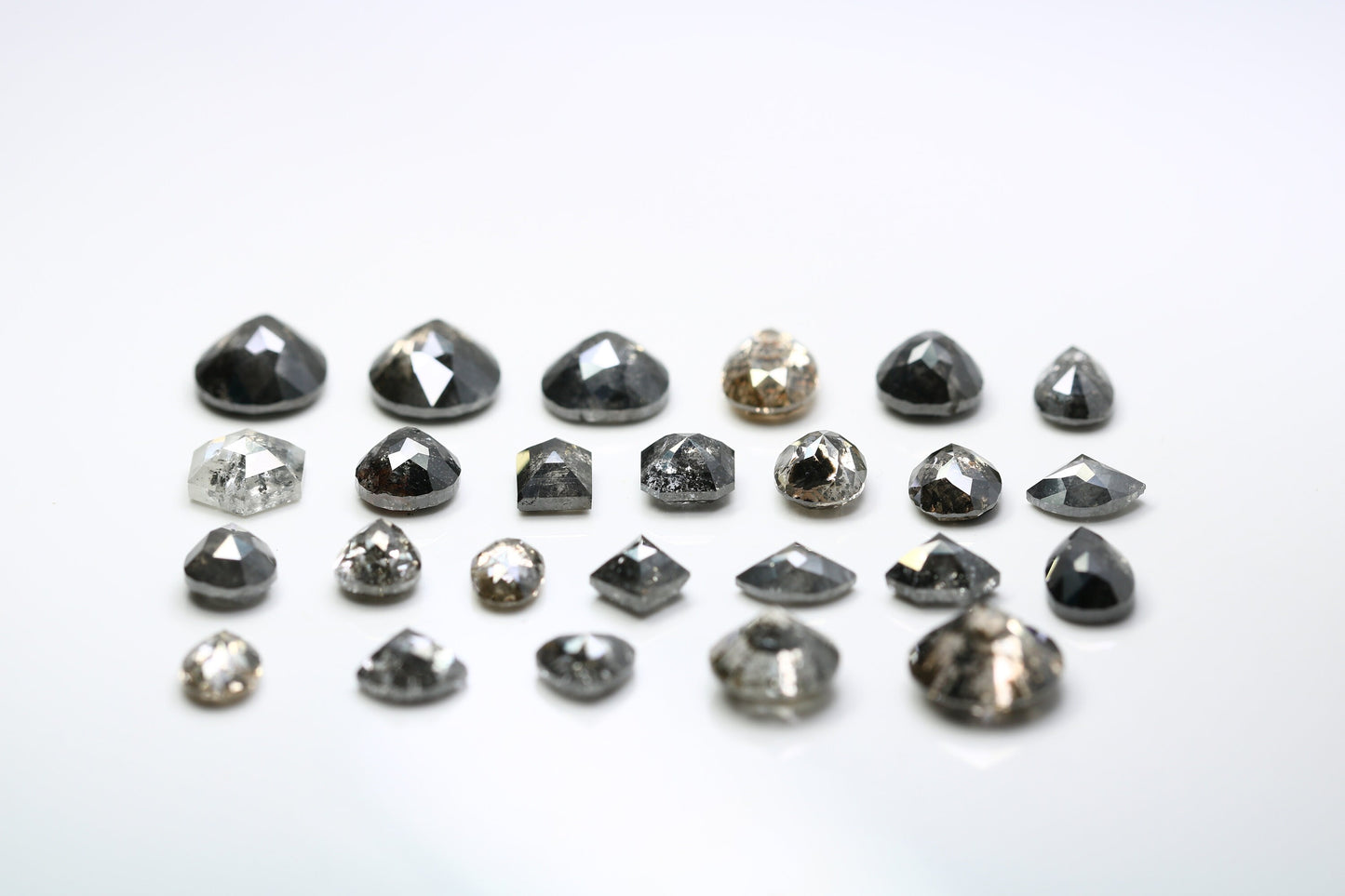 One-of-a-Kind Natural Loose Salt and Pepper Diamonds | Unique Mixed Shape Gems in Round, Oval, Pear, Hexagon & Kite Cuts