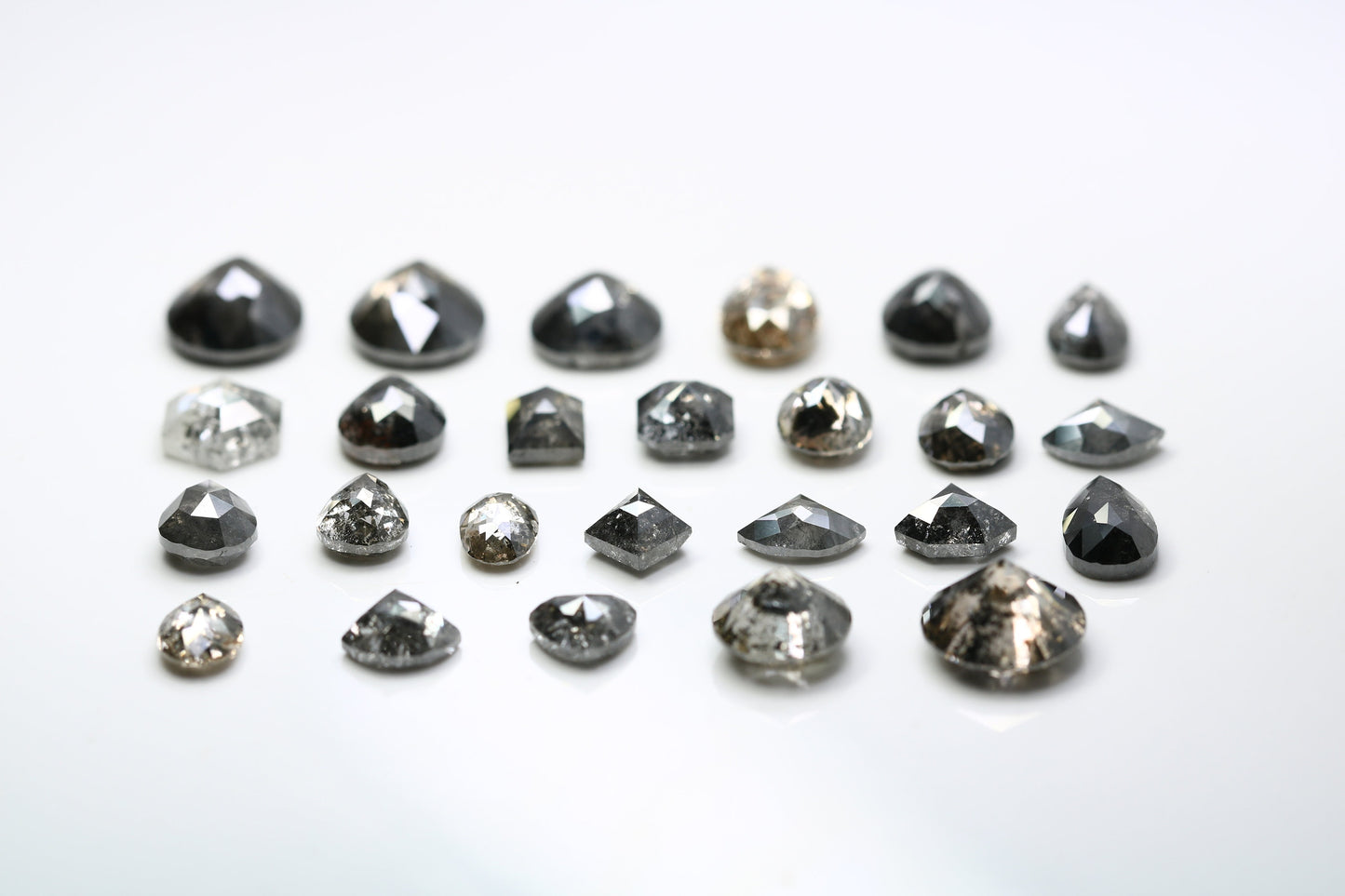 One-of-a-Kind Natural Loose Salt and Pepper Diamonds | Unique Mixed Shape Gems in Round, Oval, Pear, Hexagon & Kite Cuts