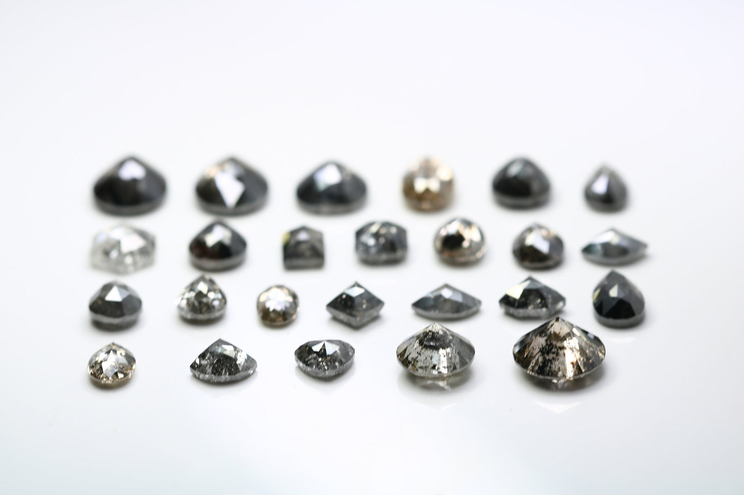 One-of-a-Kind Natural Loose Salt and Pepper Diamonds | Unique Mixed Shape Gems in Round, Oval, Pear, Hexagon & Kite Cuts