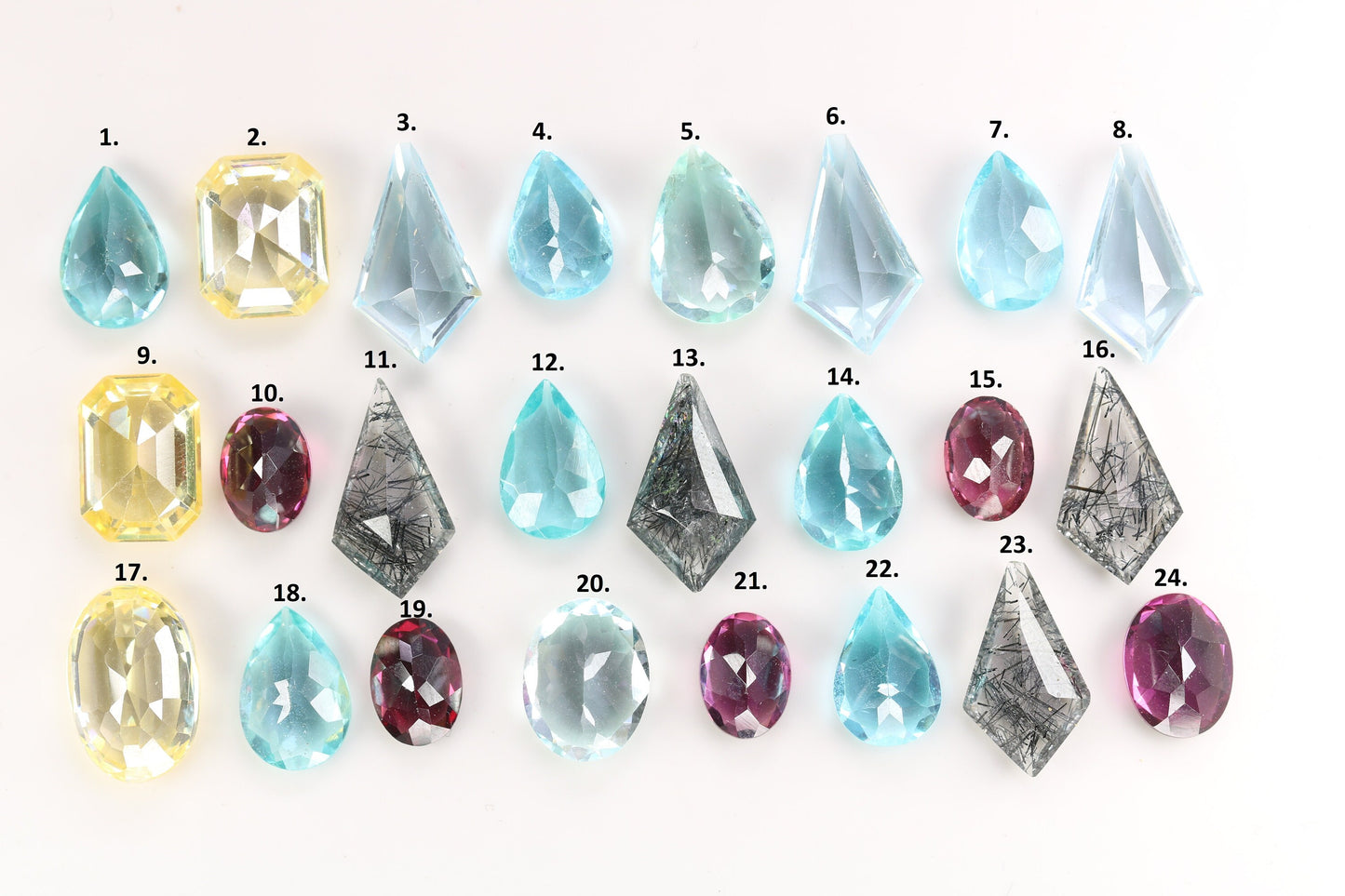 Beautiful Mixed Shape Fancy Natural Gemstones | Yellow & Purple Oval Gemstone Rings | Black Rutile Pear Stone Jewelry