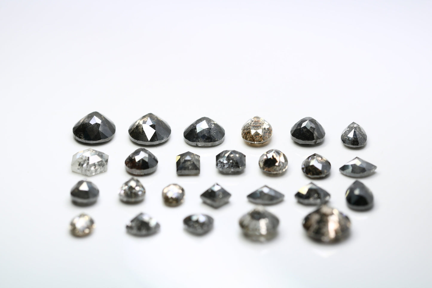 One-of-a-Kind Natural Loose Salt and Pepper Diamonds | Unique Mixed Shape Gems in Round, Oval, Pear, Hexagon & Kite Cuts
