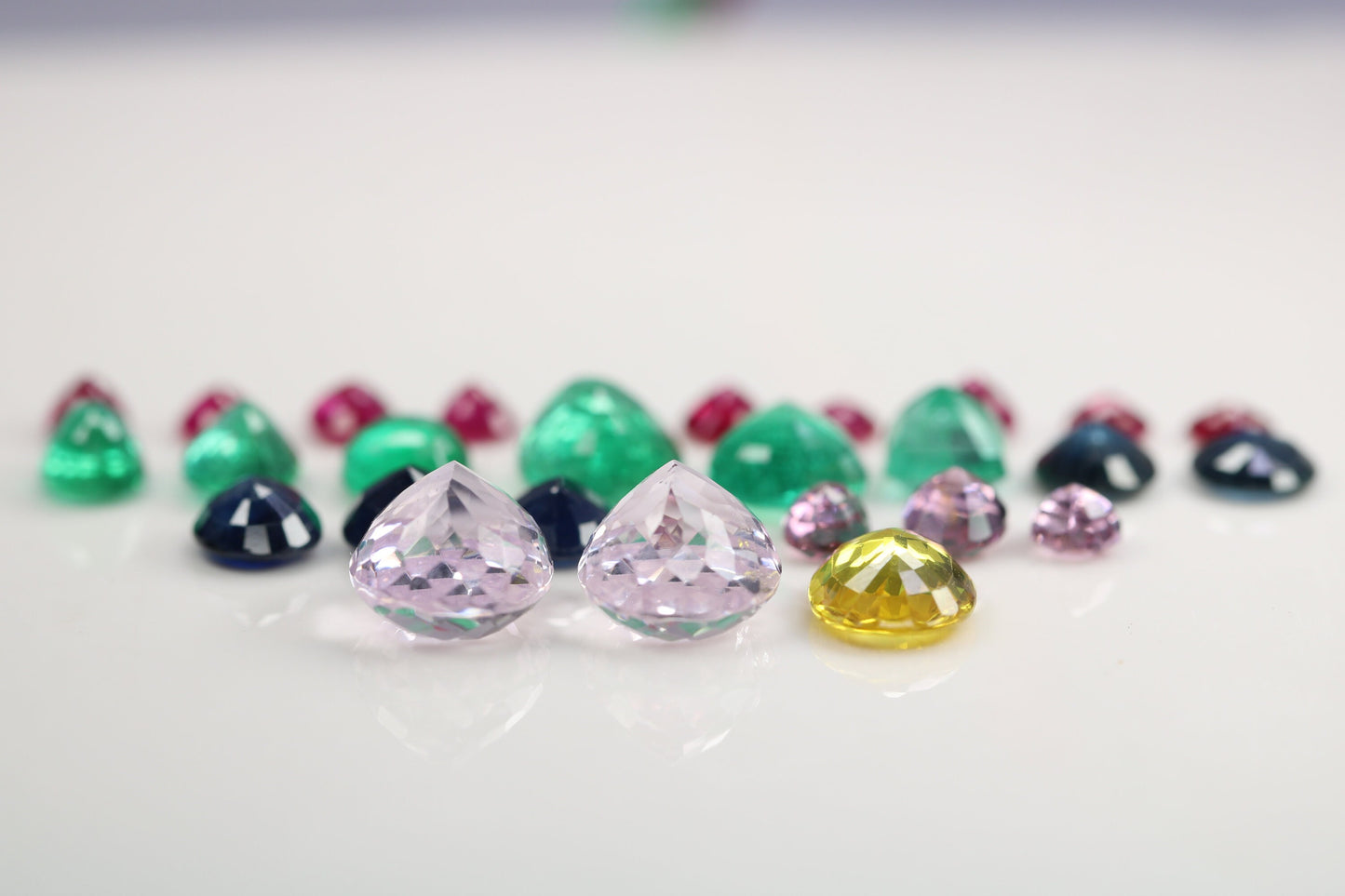 Stunning Mixed Shape Natural Fancy Gemstones for Designer Jewelry | Blue Oval, Yellow, Pear Pink, Green Stones
