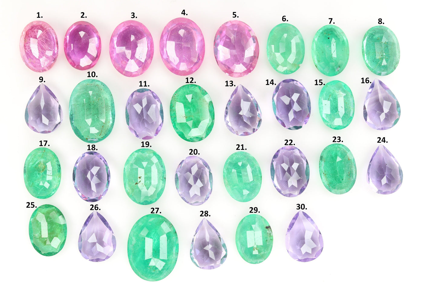 0.46 - 1.68 CT Natural Mixed Shape Fancy Gemstones | Vibrant Pink Tourmaline, Green Pear & Brown Oval Loose Stones for Jewelry