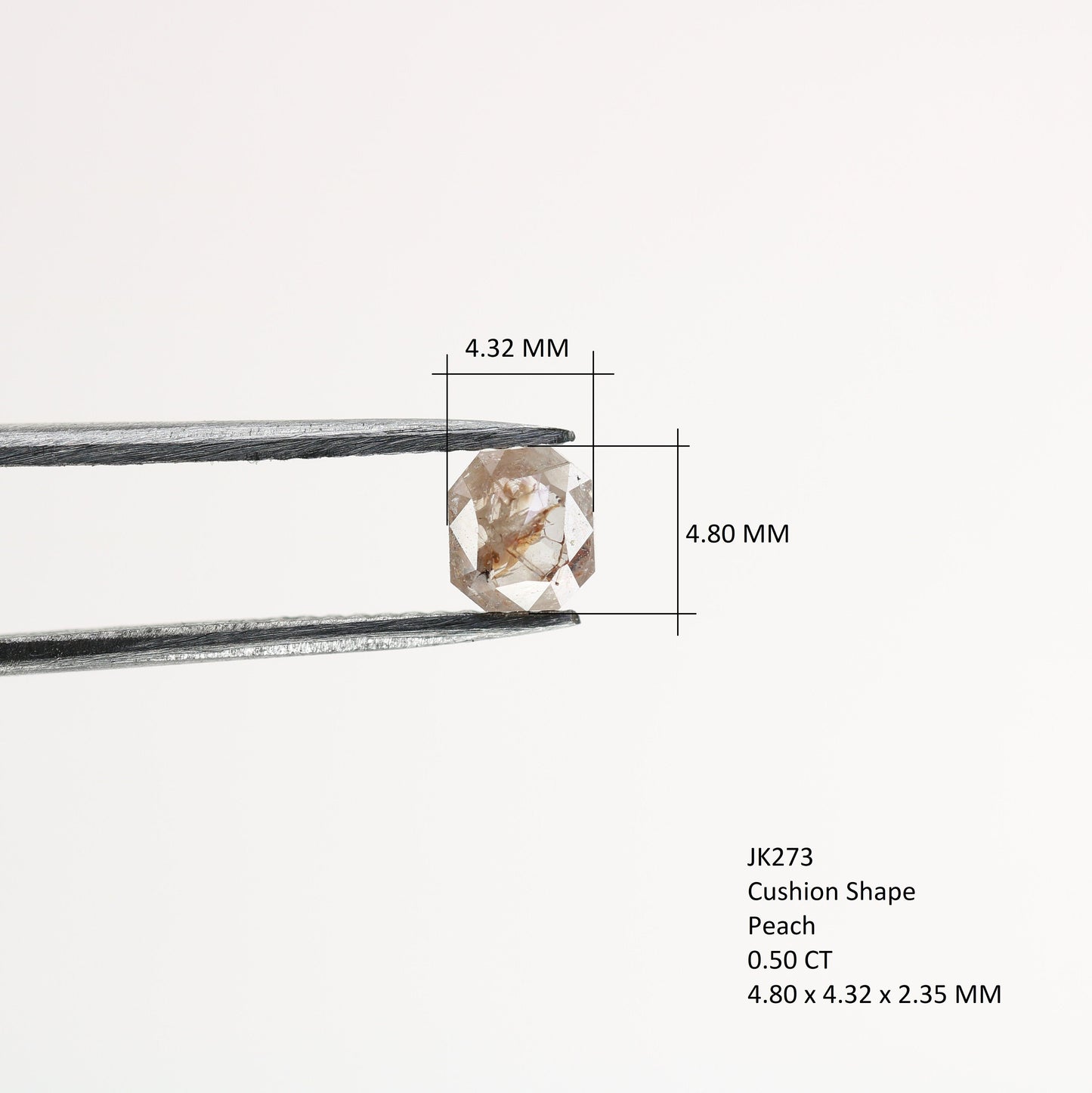 0.5 CT Rustic Peach Cushion Shape Loose Diamond for Ring, Pendant, Customized Jewelry Making, Gold Ring