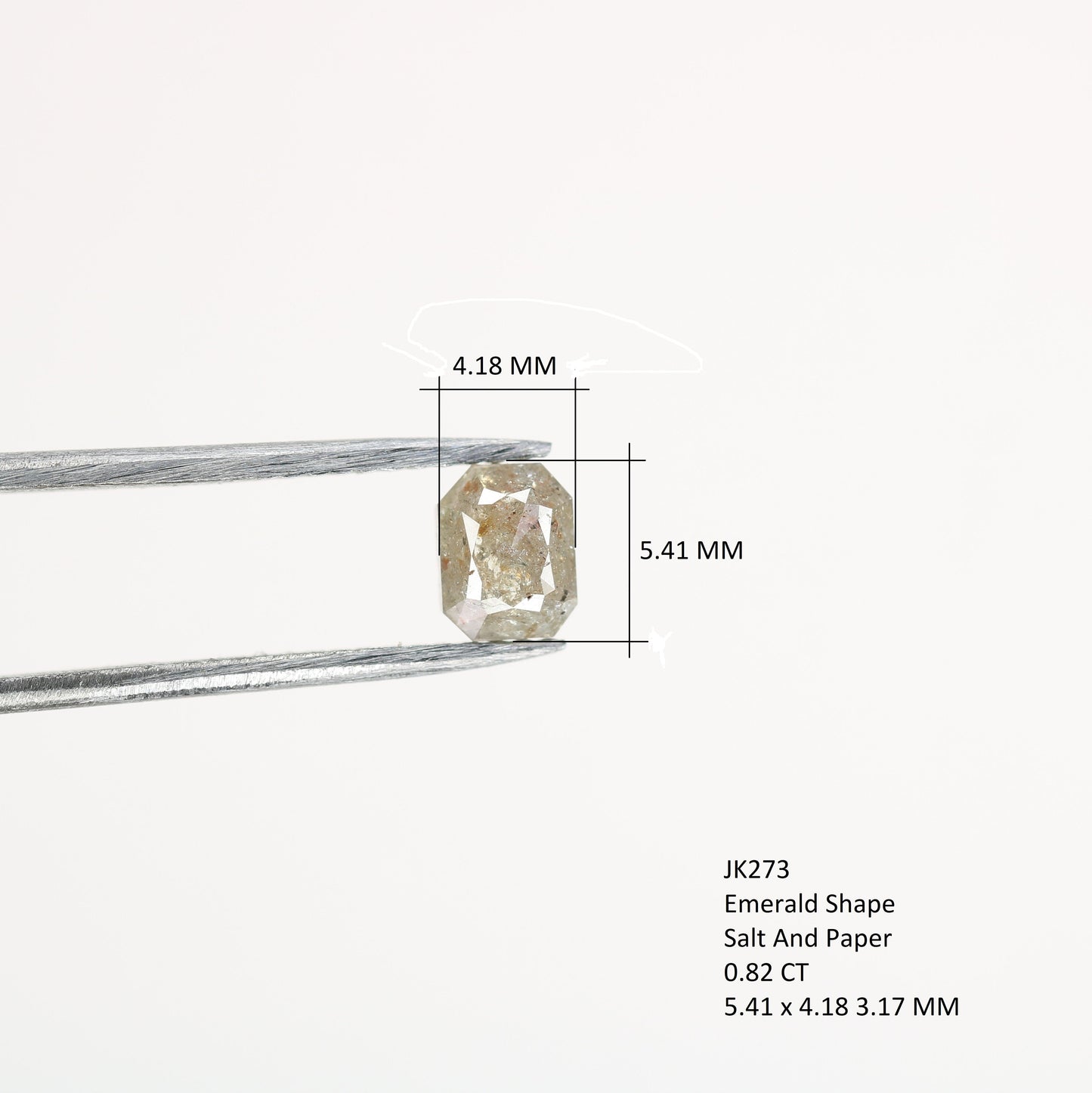 0.82 CT Emerald Cut Loose Salt & Pepper Diamond - Ideal for Wedding Rings - Labor Day Sale