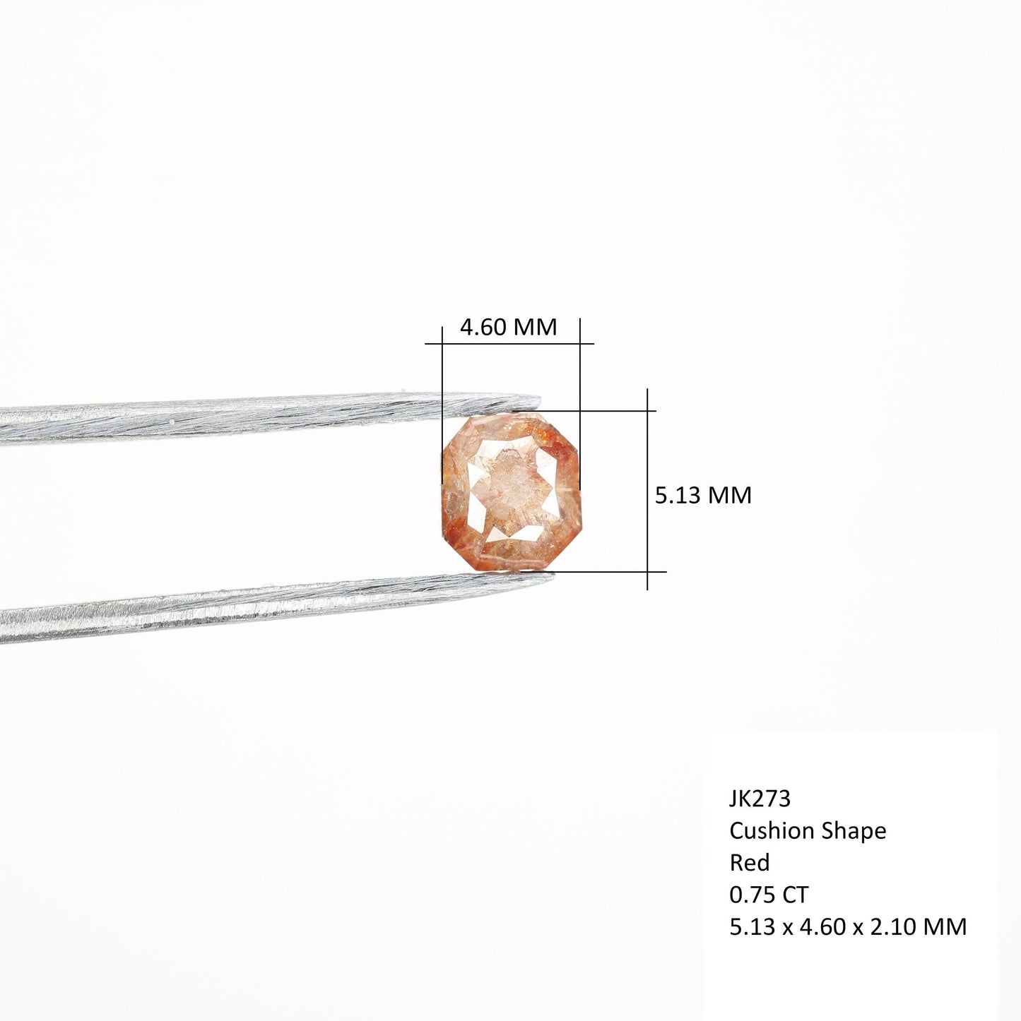 0.75 CT Fancy Diamond Cut Red Loose Cushion shape Diamond For Wedding Ring | Customize Ring | Designer Jewelery | Cushion Cut Diamond
