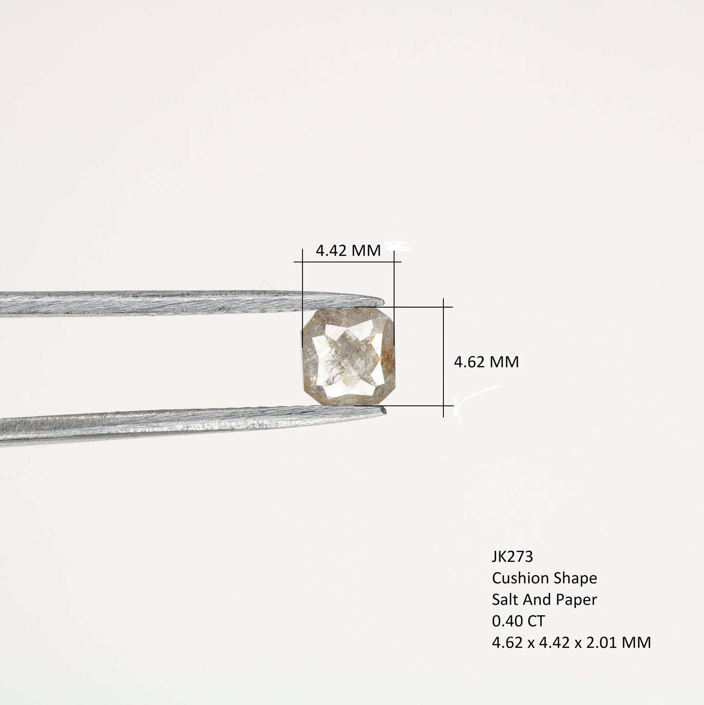 0.4 CT Natural Salt and Pepper Cushion Shape Rustic Diamond for Wedding and Multiple Occasions, Gift for Wife or Sister, Gold Ring