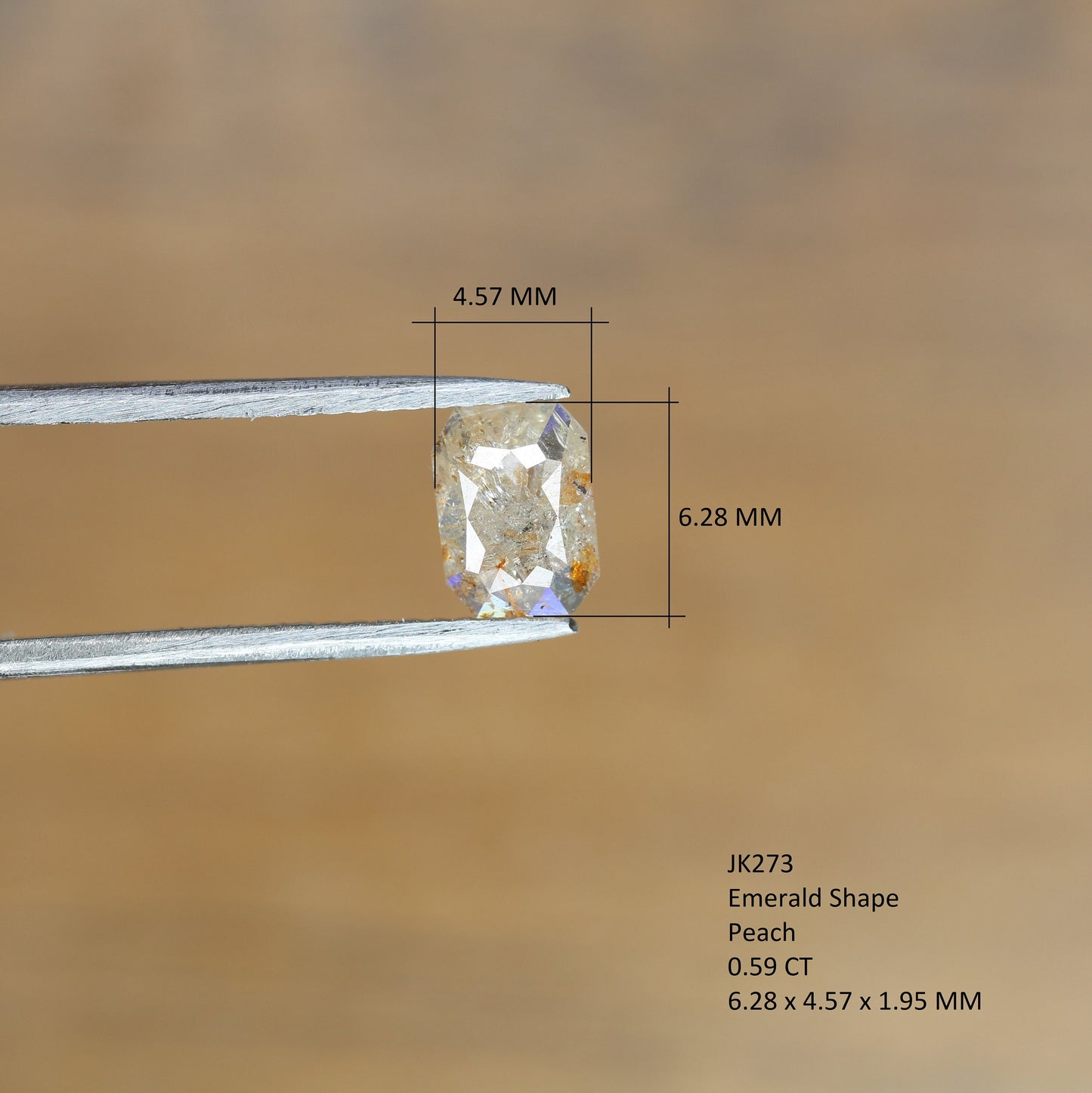 0.59 CT Emerald Cut Loose Salt & Pepper Diamond - Perfect for Wedding Rings - Labor Day Sale