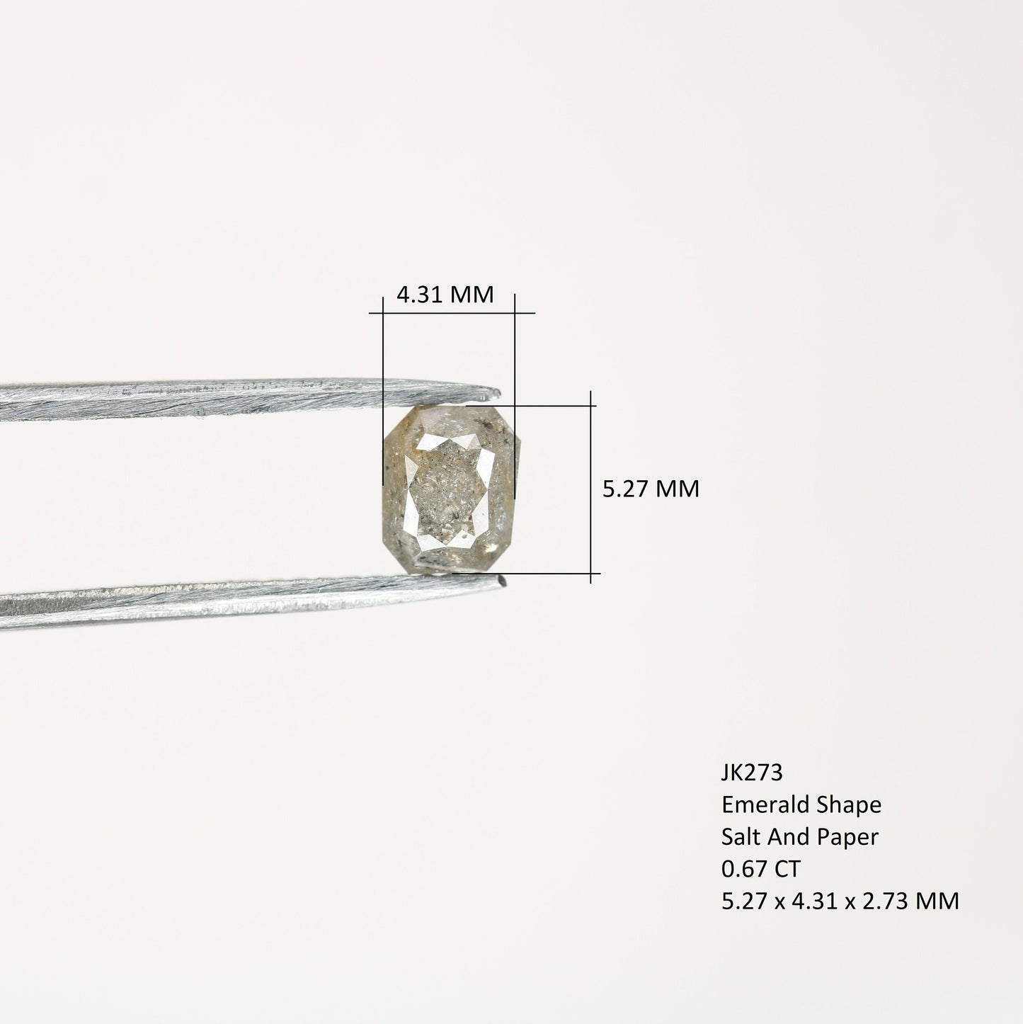 0.67 CT Emerald Cut Loose Salt & Pepper Diamond - Ideal for Wedding Rings - Labor Day Sale