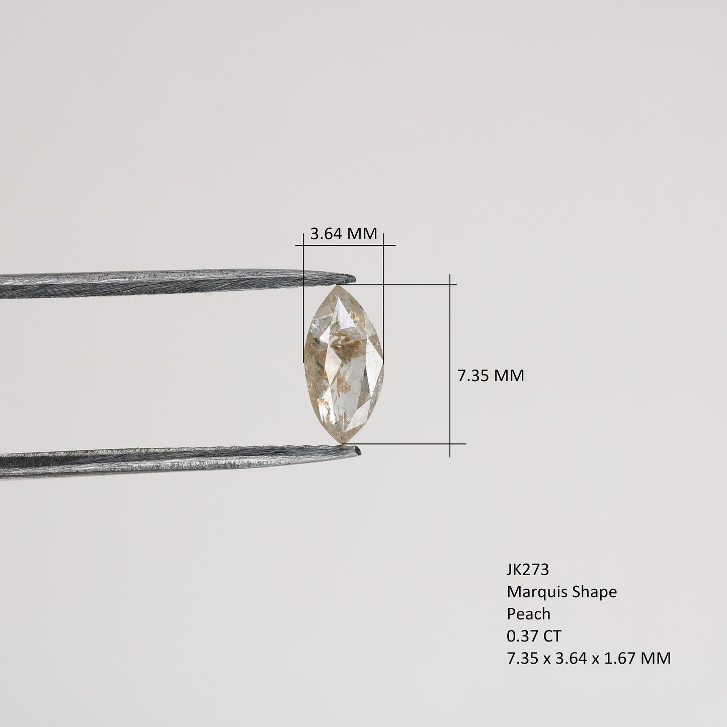 0.37 CT Marquise Shape Salt And Pepper Diamond | Loose Champagne / Crystal Diamonds For Weeding & Earring | For pendant | For Bracelet