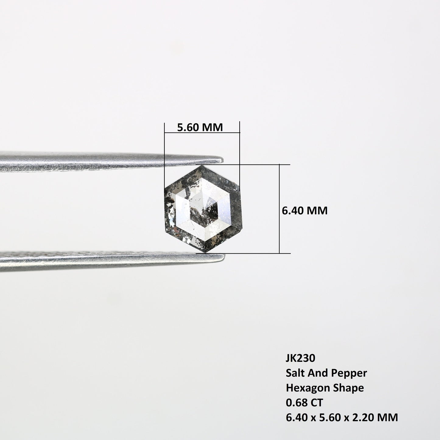 0.68 CT Salt and Pepper Hexagon Cut - Natural Loose Hexagon Shape -Unique Diamond for Ring - Special Gift for Her - Wholesaler of Diamond