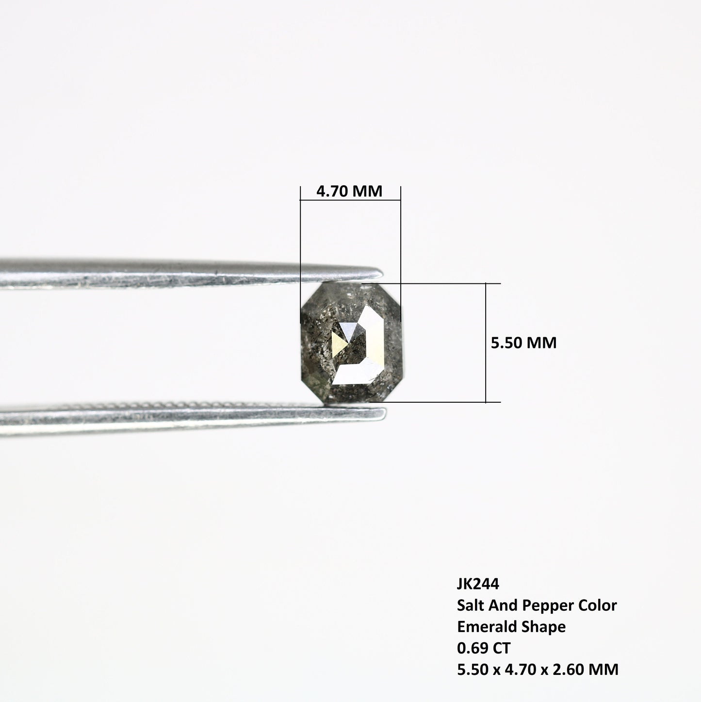 0.69 CT Emerald Cut Loose Salt & Pepper Diamond - Ideal for Customized Wedding Rings - Labor Day Sale