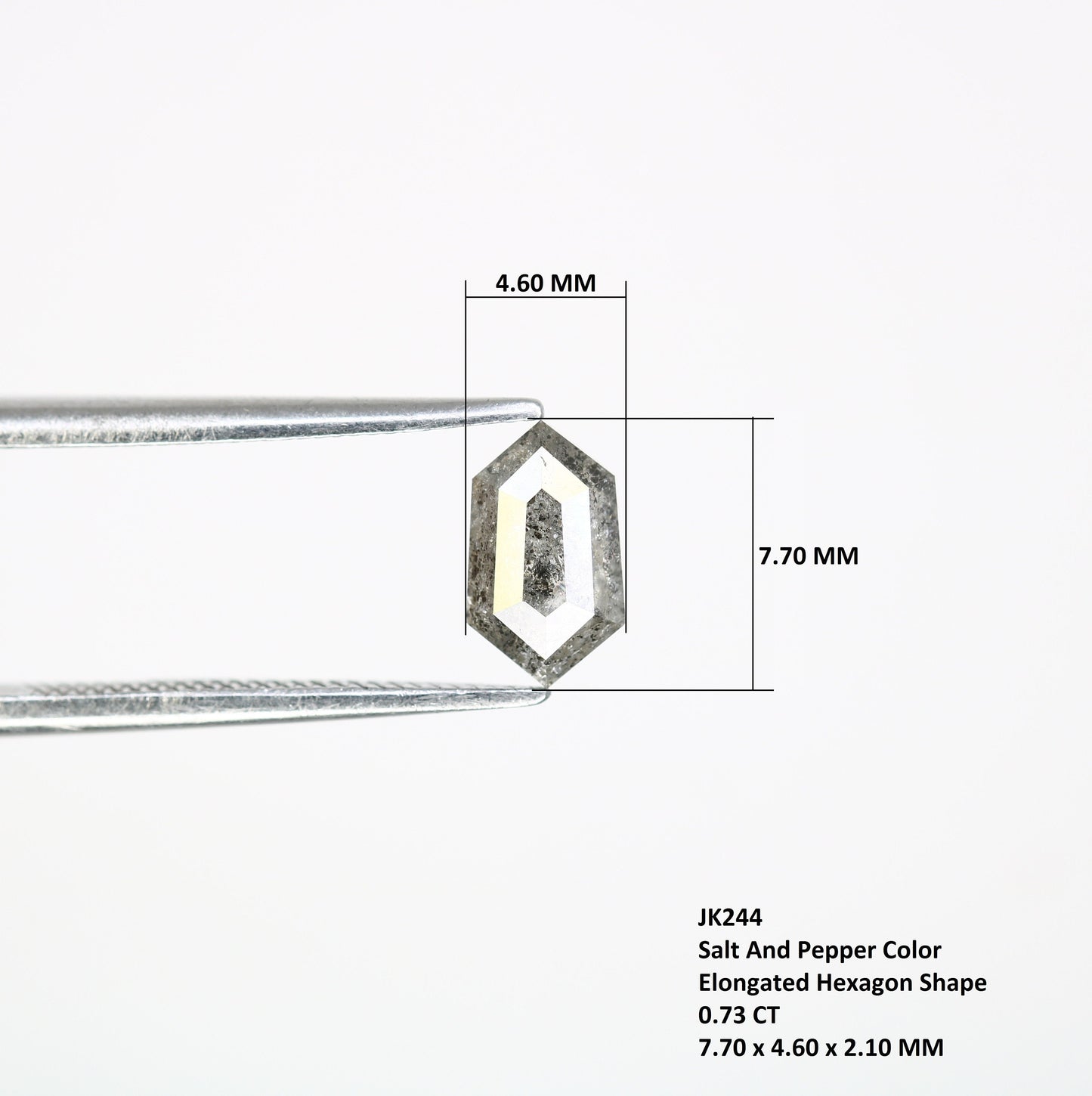 0.73 CT Salt and Pepper Hexagon Cut - Natural Loose Hexagon Shape -Unique Diamond for Ring - Special Gift for Her - Wholesaler of Diamond