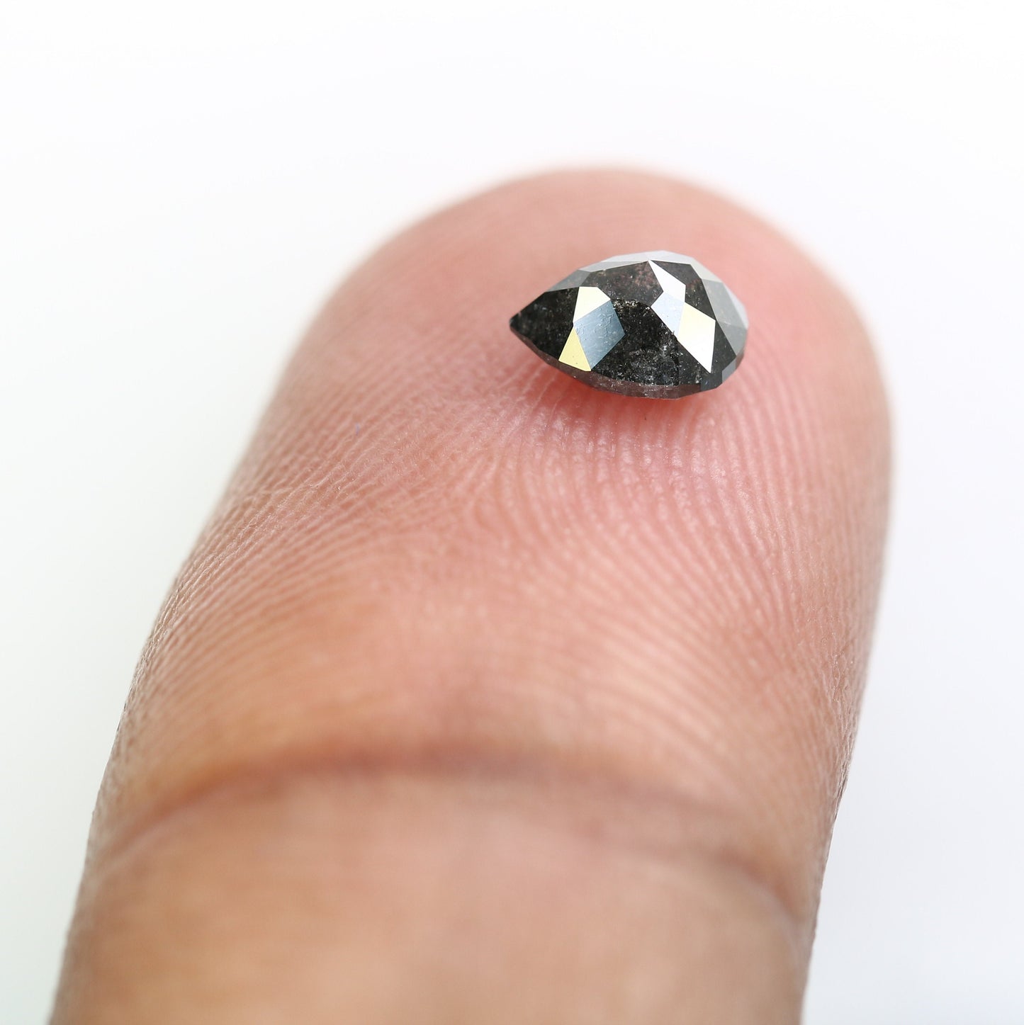 0.65 CT Pear Shape Salt and Pepper Diamond for Wedding Jewelry - Fancy Color Diamond for Custom Gold Rings - Unique Jewelry Making Gemstone