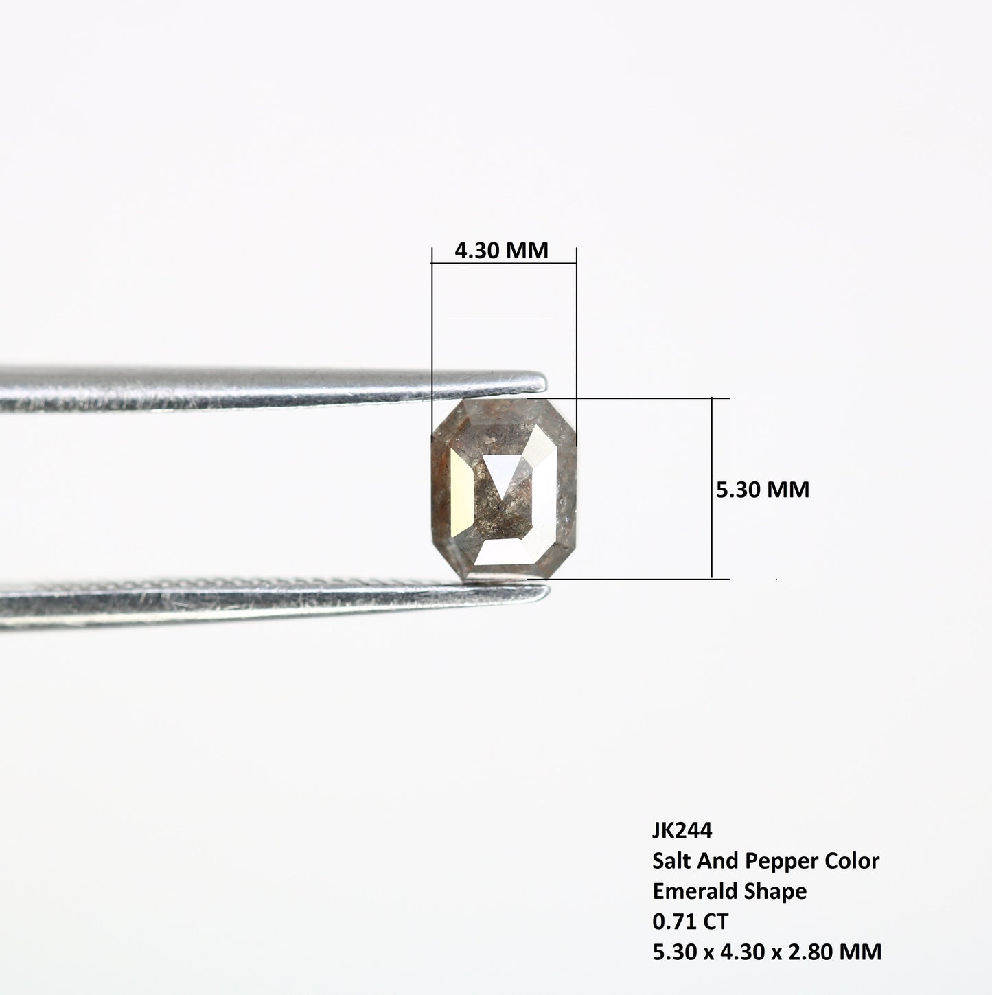0.71 CT Emerald Cut Loose Salt & Pepper Diamond - Ideal for Custom Wedding Rings - Labor Day Sale