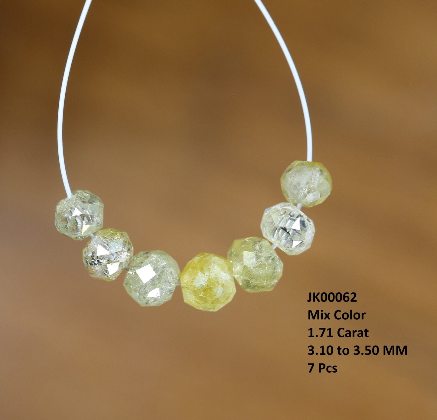 1.71 CT Natural Raw Rough Diamond Beads | Premium Faceted Loose Gems for Retro Crystal Necklaces | Unique DIY Jewelry Making Supplies